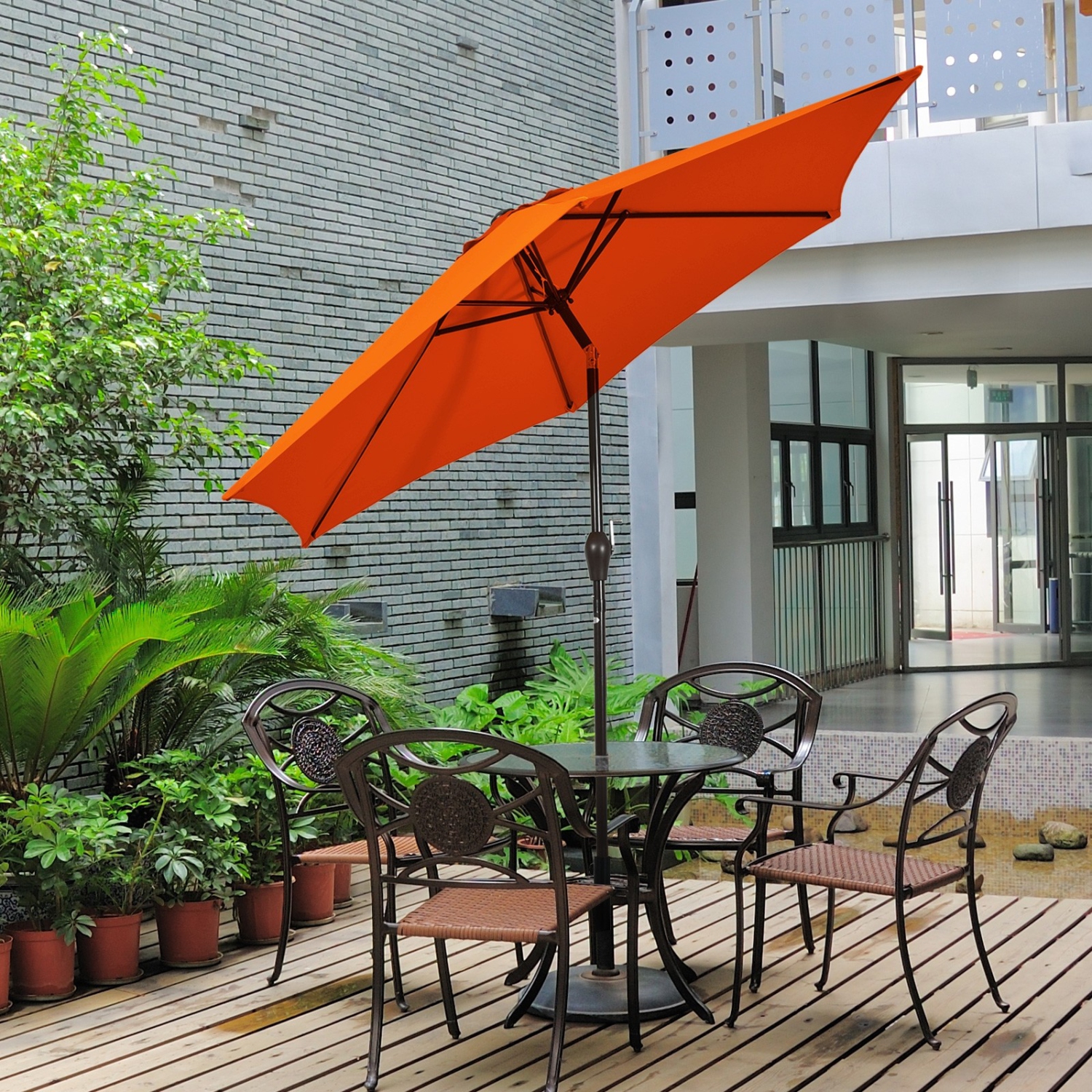10 ft Outdoor Market Umbrella with Tilt Adjustment and Crank