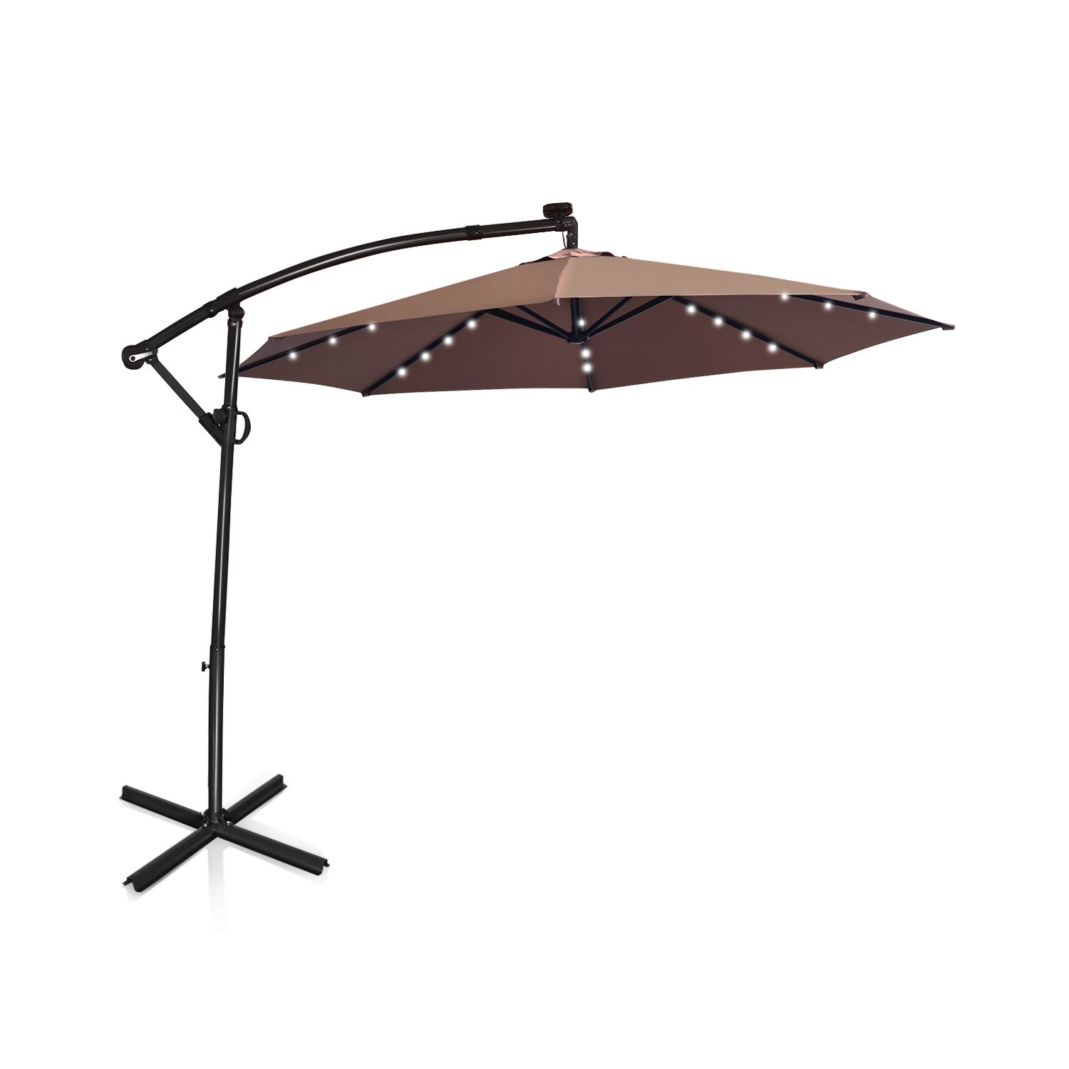 360 Degree Rotating Offset Patio Umbrella 10 ft with Solar LED