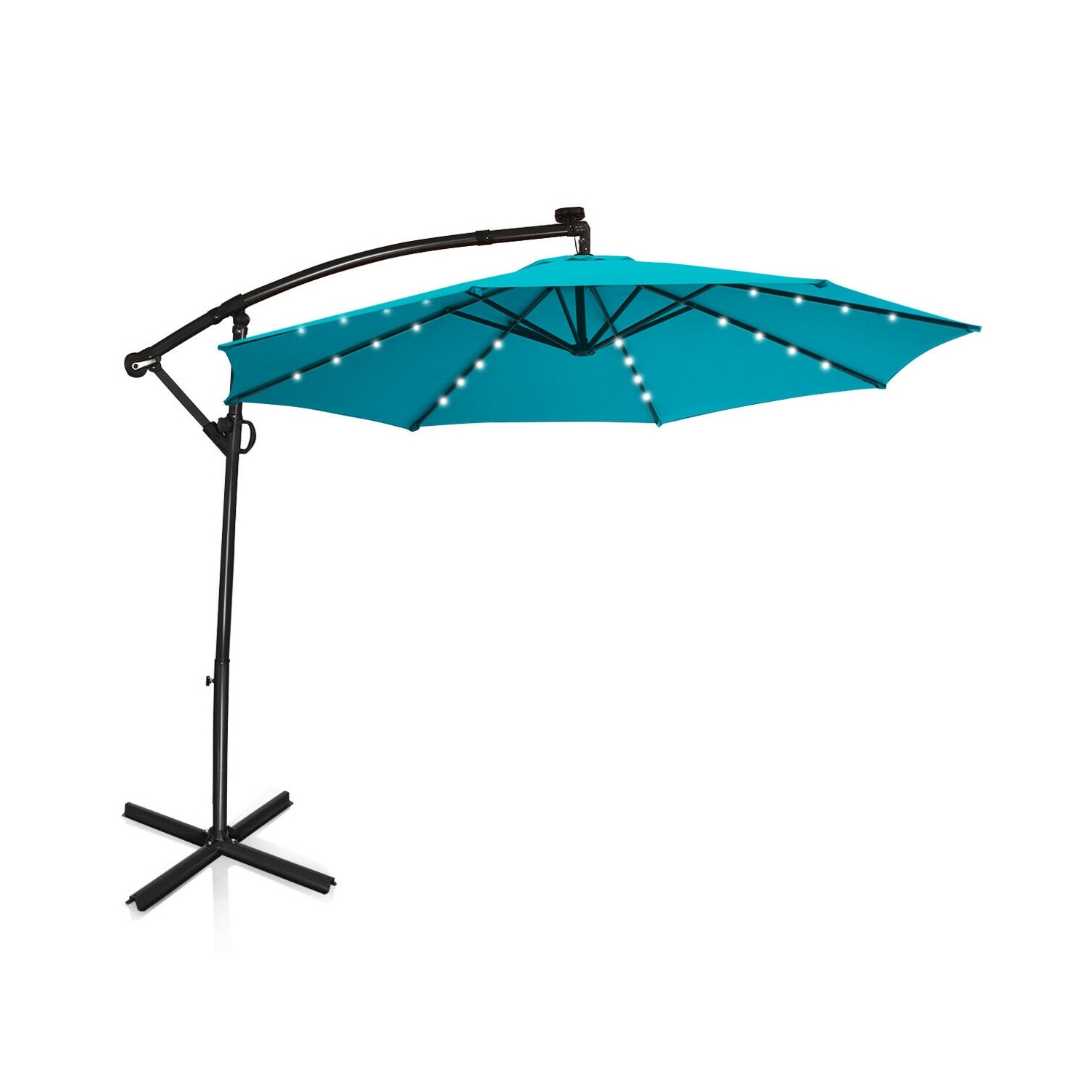 360 Degree Rotating Offset Patio Umbrella 10 ft with Solar LED