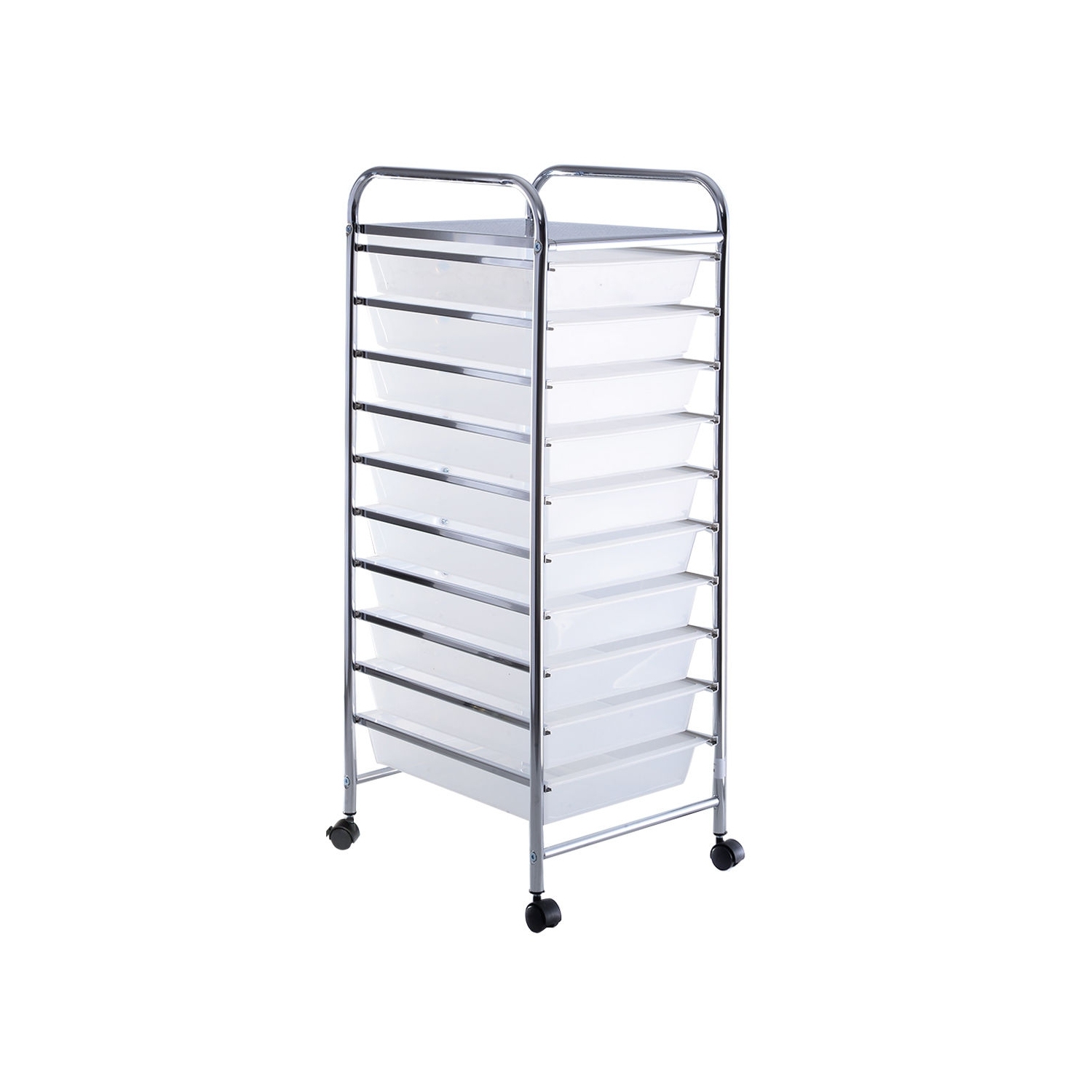 10-drawer rolling storage cart organizer with smooth swivel casters for easy mobility
