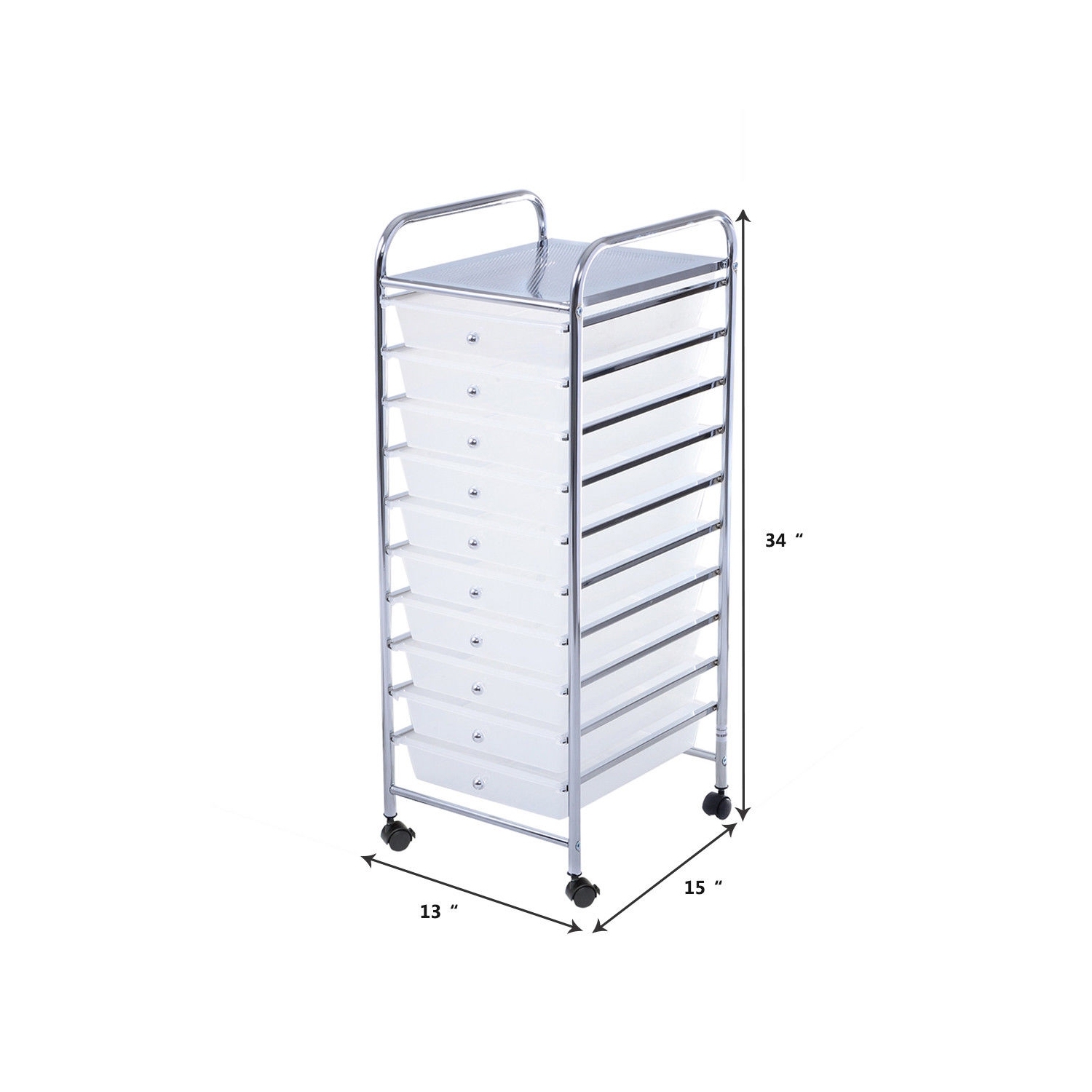 10-drawer rolling storage cart organizer with smooth swivel casters for easy mobility