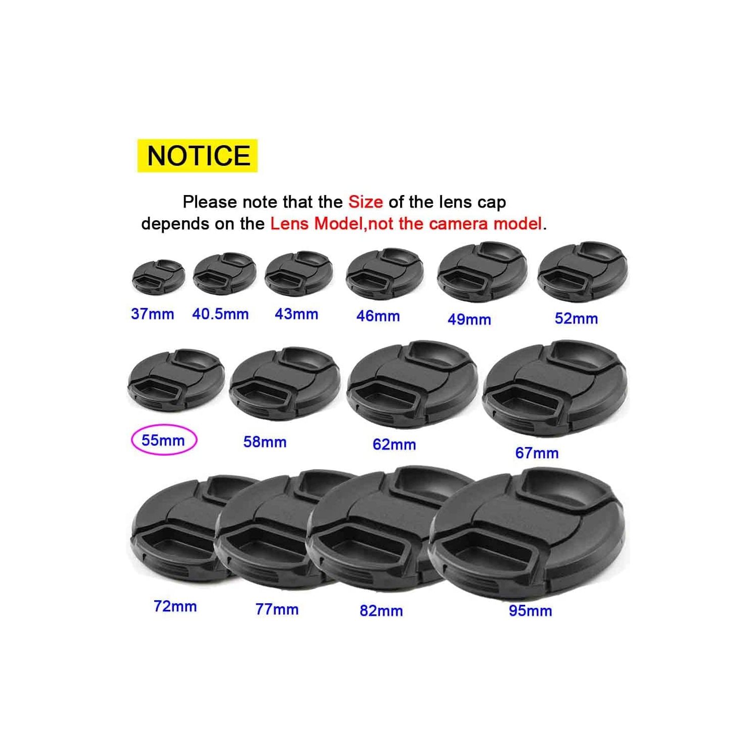 55mm Lens Cap Cover with Keeper for AF-P DX NIKKOR 18-55mm f/3.5-5.6G VR Lens for Nikon D7200 D5600 D5500 D5300 D3500 D3400 D3300 DSLR Camera, Lens