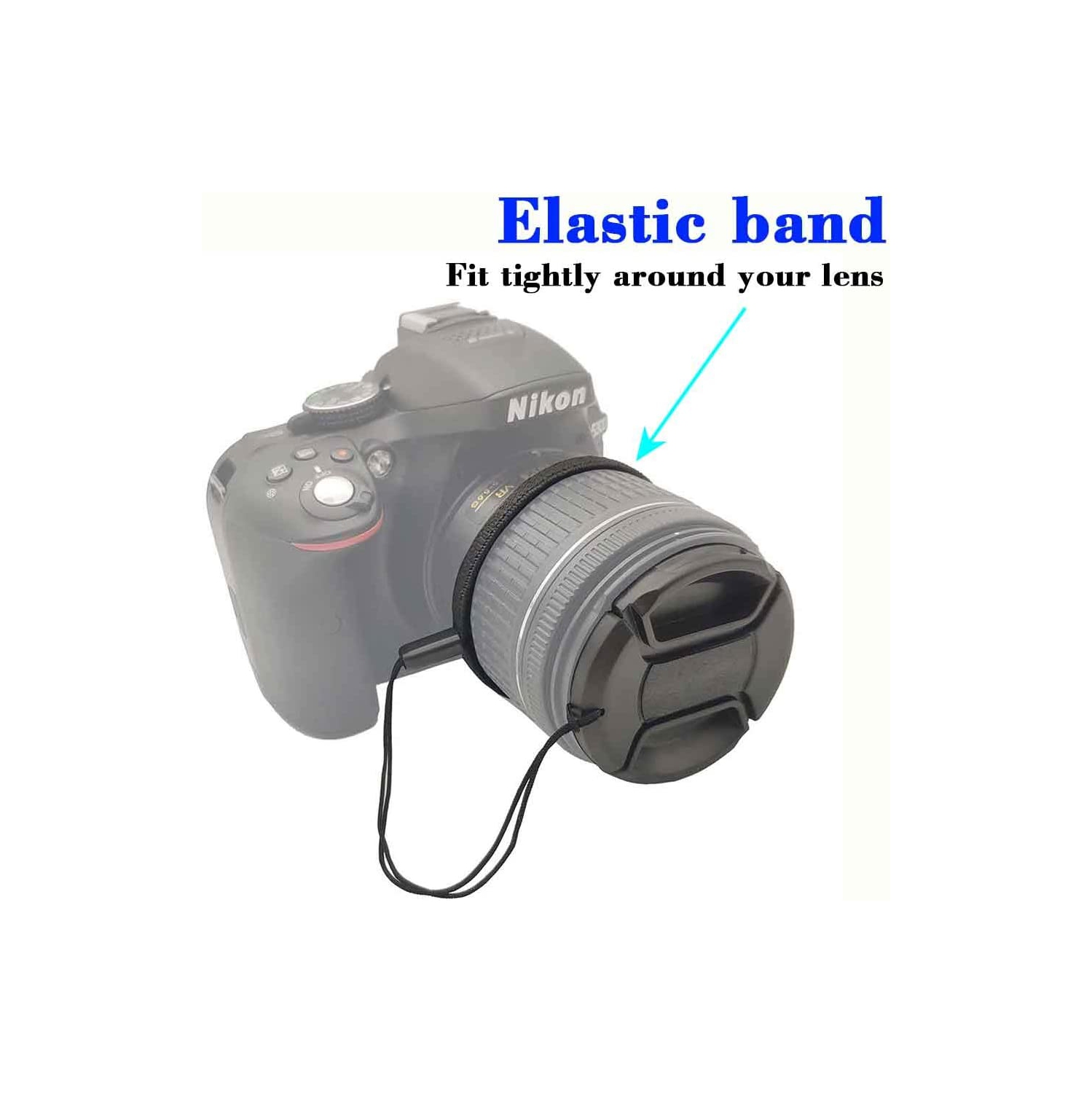 55mm Lens Cap Cover with Keeper for AF-P DX NIKKOR 18-55mm f/3.5-5.6G VR Lens for Nikon D7200 D5600 D5500 D5300 D3500 D3400 D3300 DSLR Camera, Lens