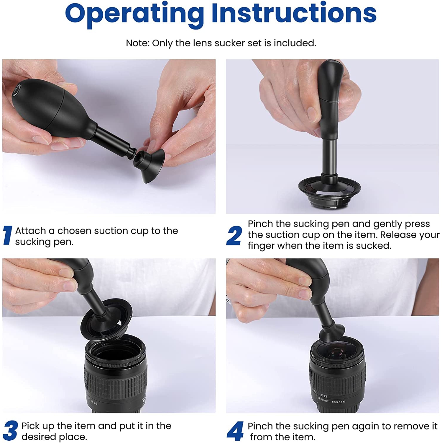 8-in-1 Lens Sucker Kit, IC Pick Up Vacuum Suction Pen with 7 Interchangeable Suction Cups Lens Repair Tool for Lens Repair and Cleaning, Watches, and