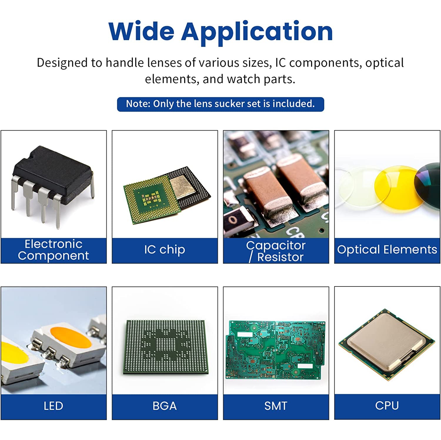 8-in-1 Lens Sucker Kit, IC Pick Up Vacuum Suction Pen with 7 Interchangeable Suction Cups Lens Repair Tool for Lens Repair and Cleaning, Watches, and