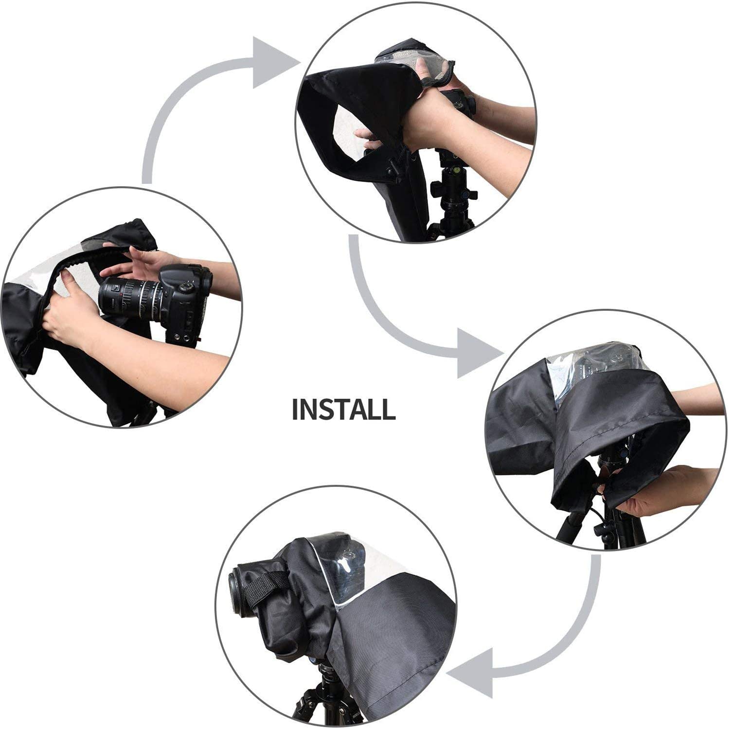 Waterproof Camera Rain Cover Professional Soft Black Camera Rain Covers for All DSLR SLR Cameras