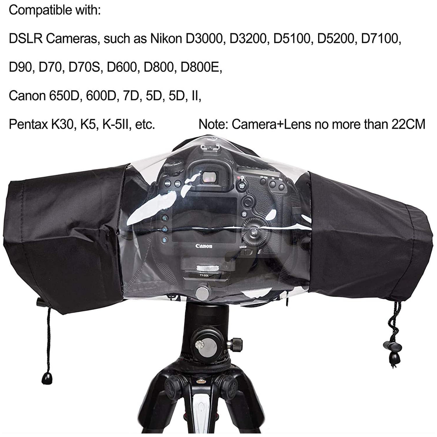 Waterproof Camera Rain Cover Professional Soft Black Camera Rain Covers for All DSLR SLR Cameras