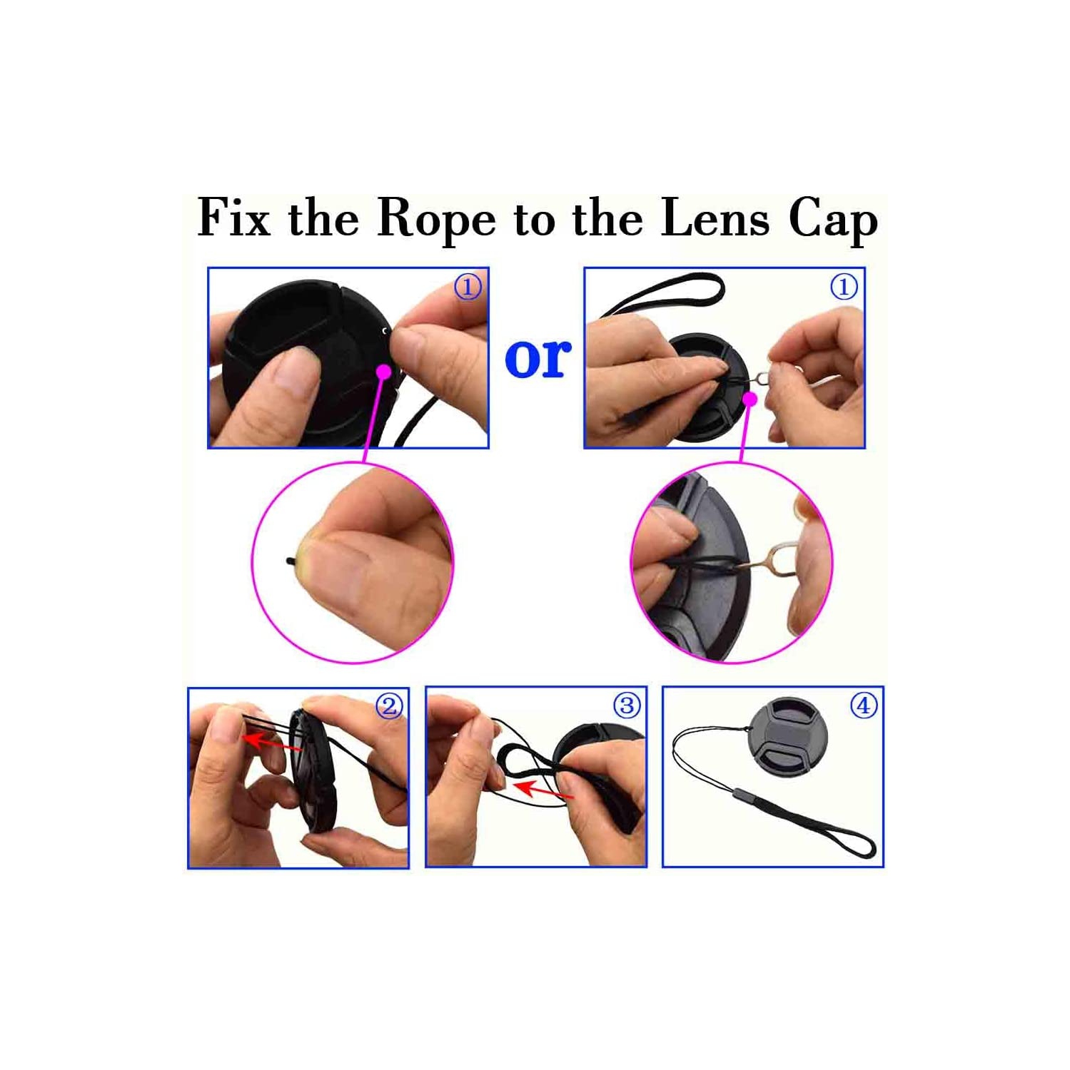 5 Pack Elastic Lens Cap Keeper Lens Cover Leash Prevent Lens Cap Lost Compatible with Canon/Nikon/Sony/Fujifilm/Olympus/Panasonic DSLR SLR Camera and