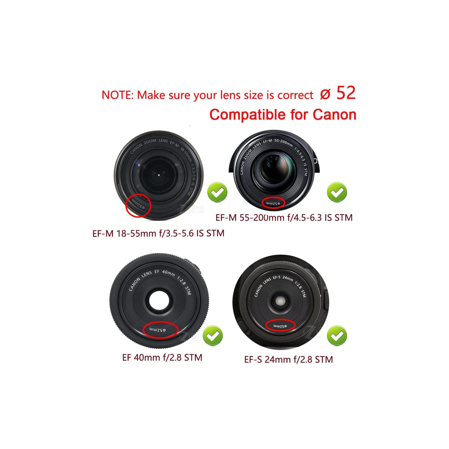 D5200 Lens Cap for Nikon D5500 D5200 D3200 w/ NIKKOR AF-S 18-55mm Lens, for Canon EF-M 18-55mm 55-200mm Lens (2 Pack)
