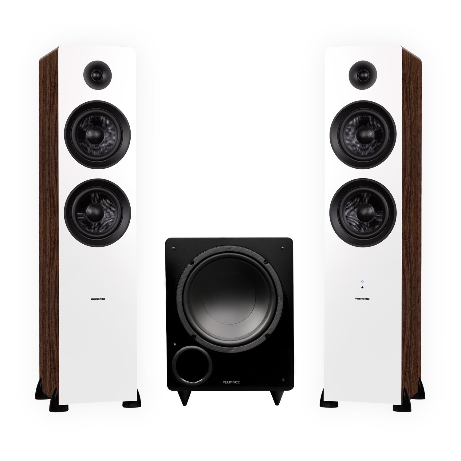 Fluance Ai81 Powered Floorstanding Speakers DB10 10" Powered Subwoofer (Walnut) 15ft RCA Subwoofer Cable