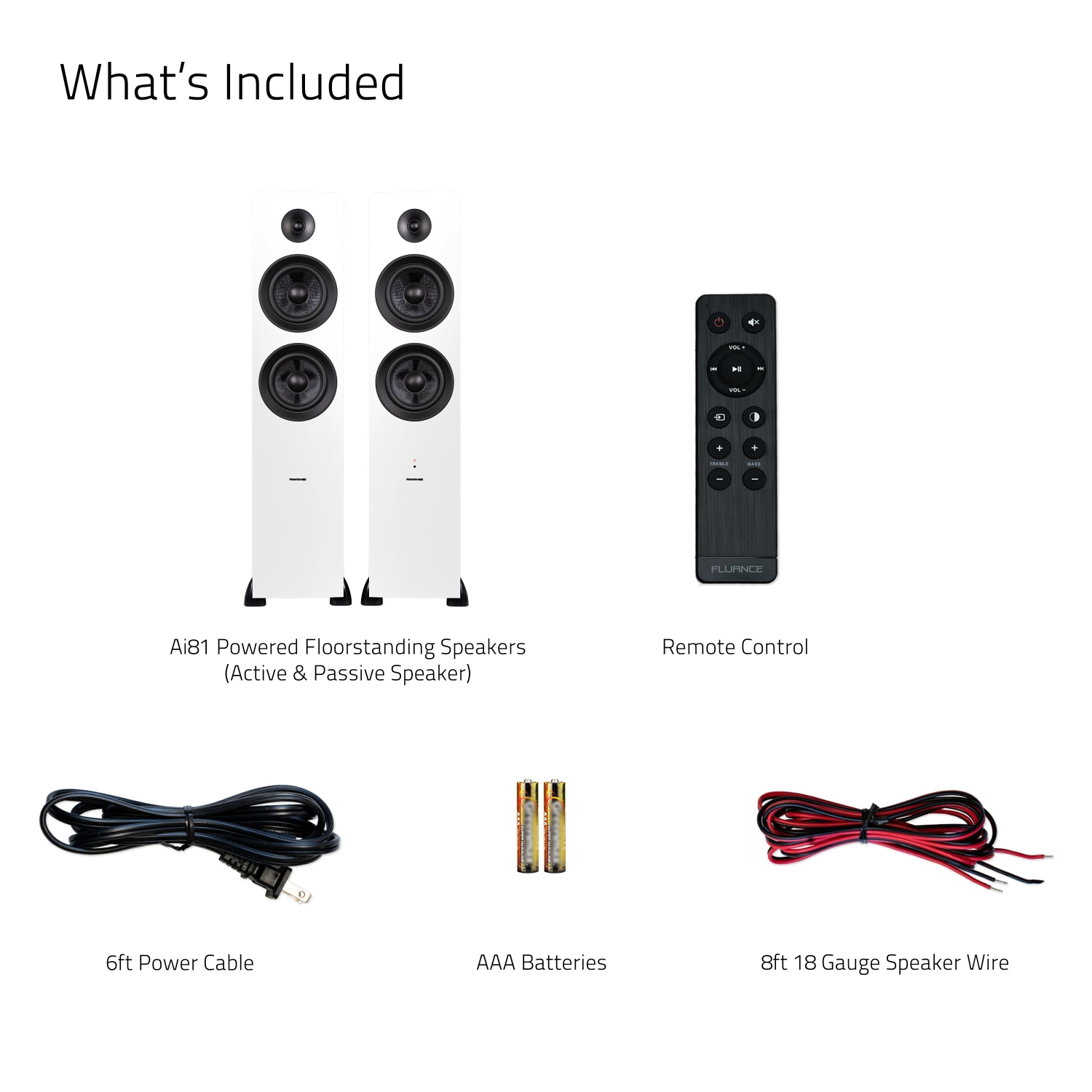 Fluance Ai81 Powered Floorstanding Speakers DB10 10" Powered Subwoofer (Walnut) 15ft RCA Subwoofer Cable