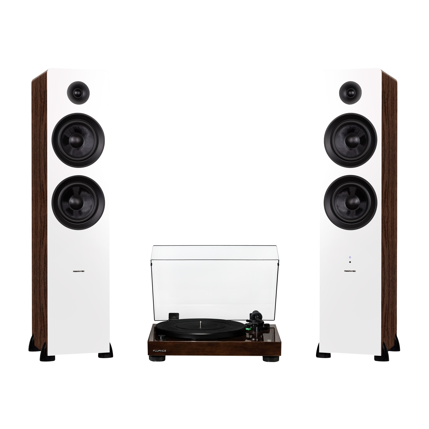 Tourne-disque haute fidélité RT81 Elite de Fluance et haut-parleurs colonne à Ai81Powered 2 voies