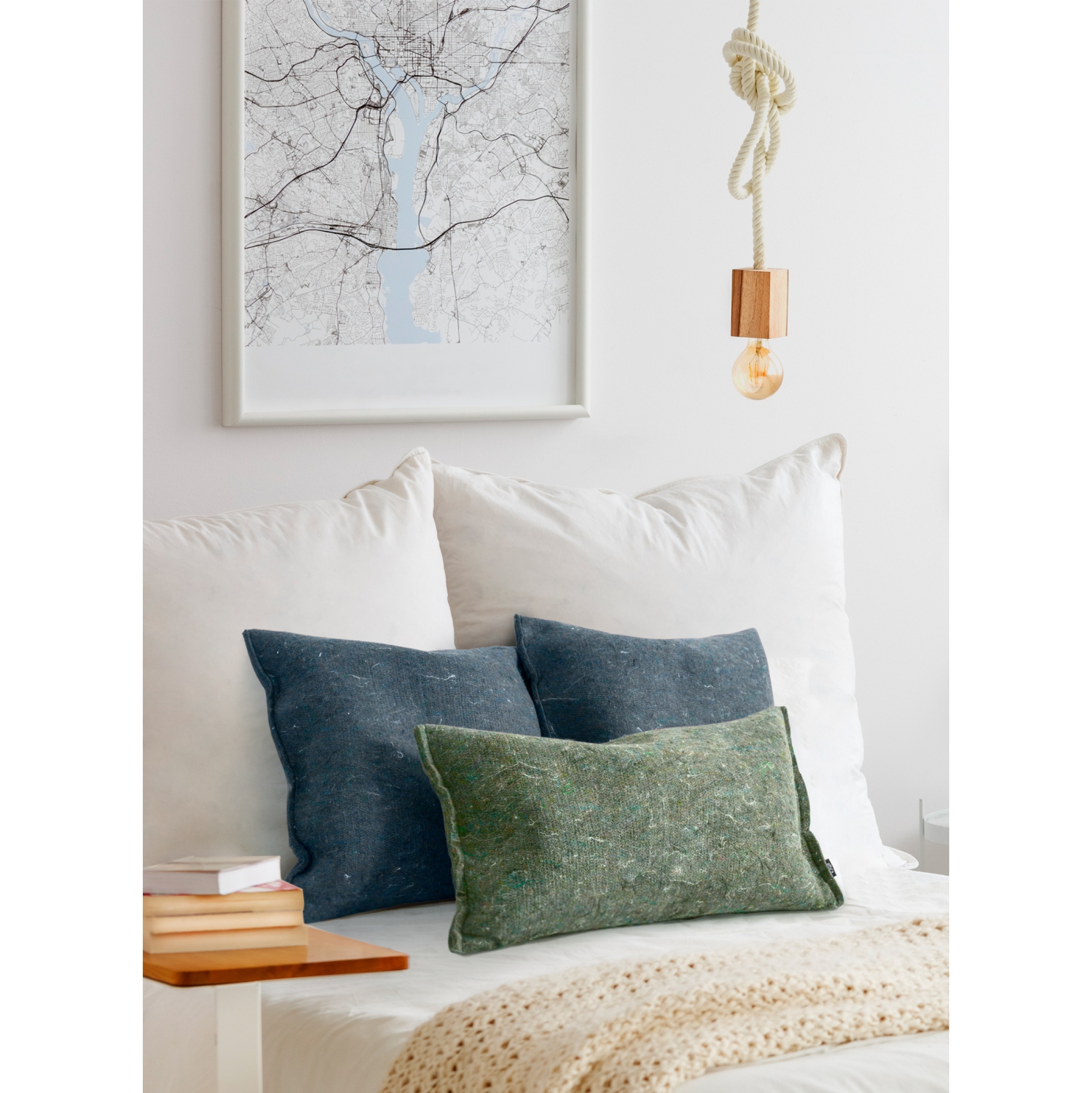 Le coussin carré en feutre recyclé - Bleu