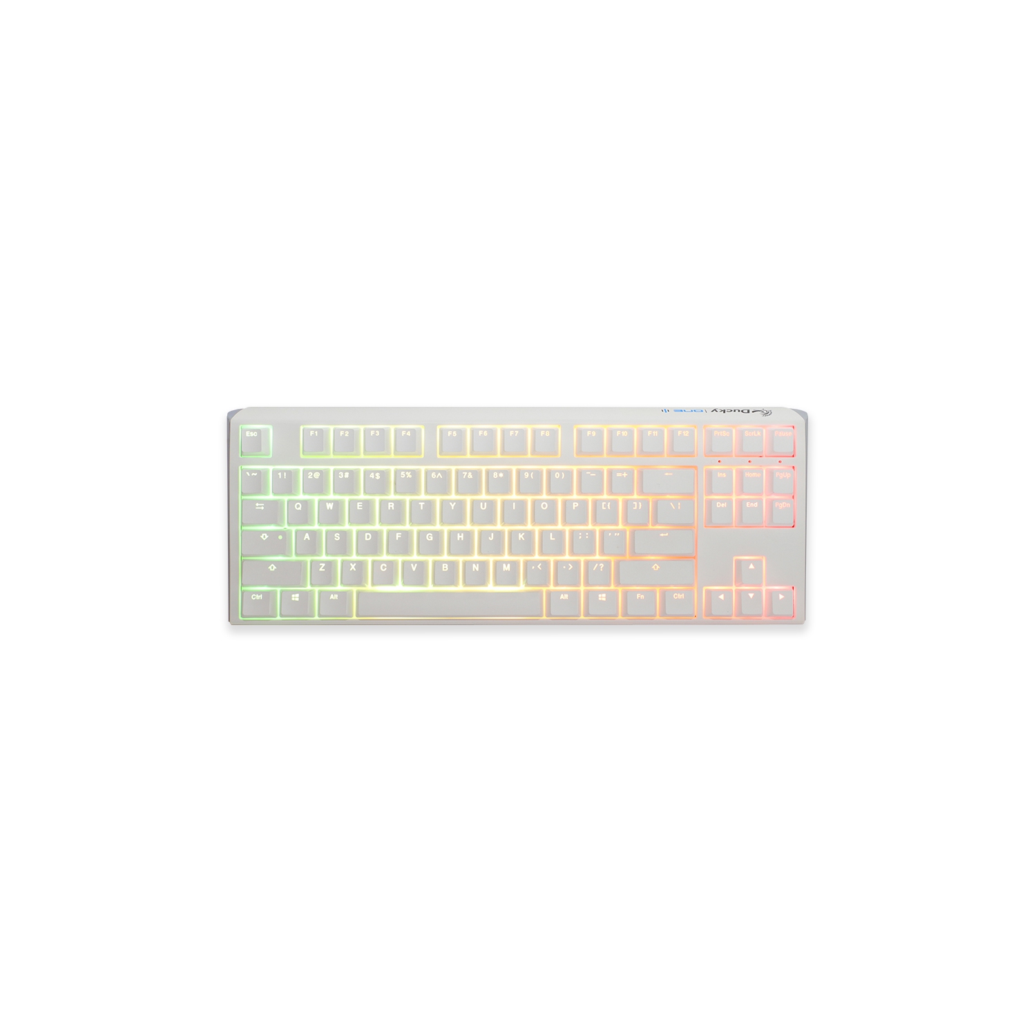 Ducky ONE 3 Hot-Swappable RGB Mechanical Keyboard, Cherry MX Silent Red, Dual-layer PCB, PBT Double shot keycaps, TKL Layout (87 Keys), White