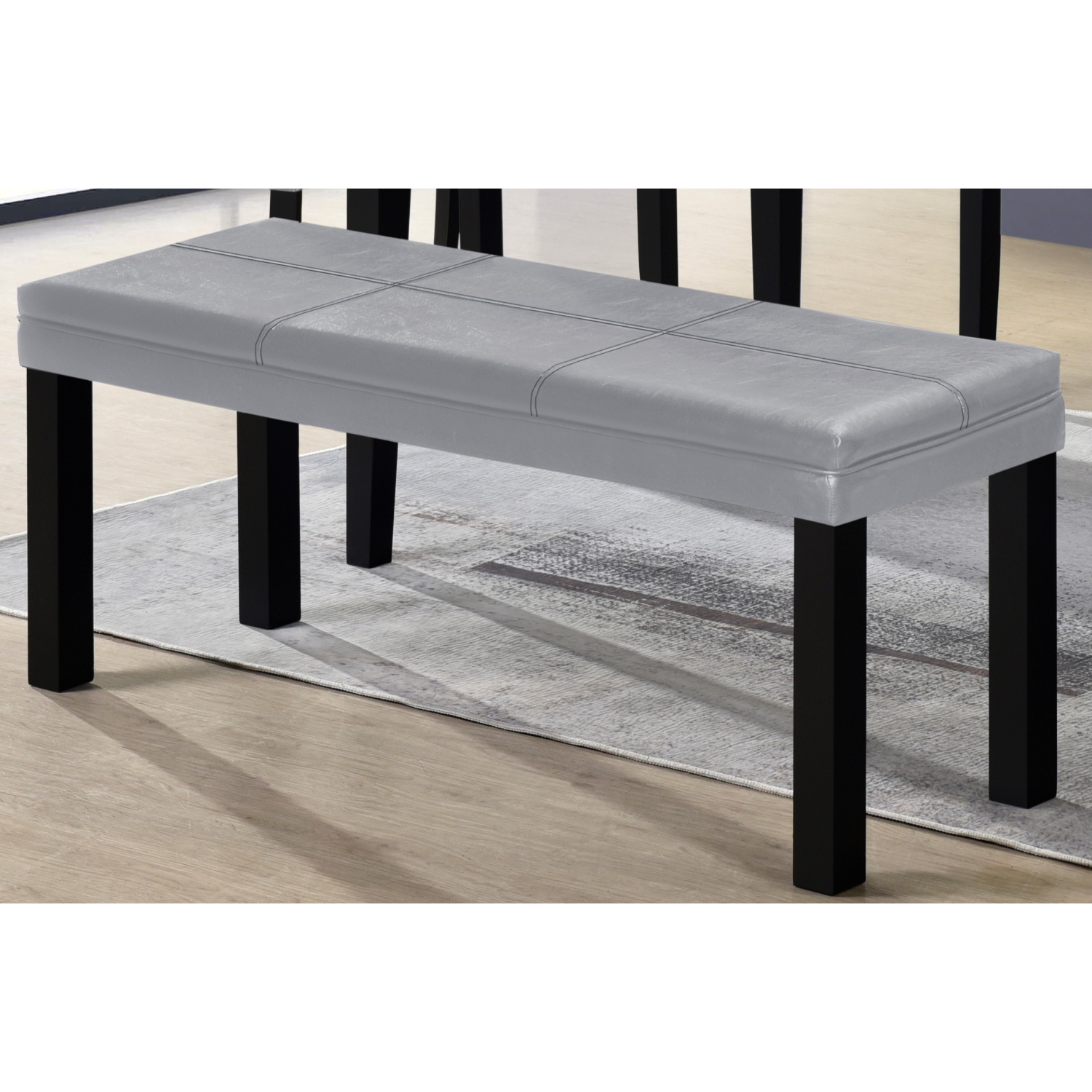 Aerys Lucky Dining Bench with patterned and padded seating in PU Grey