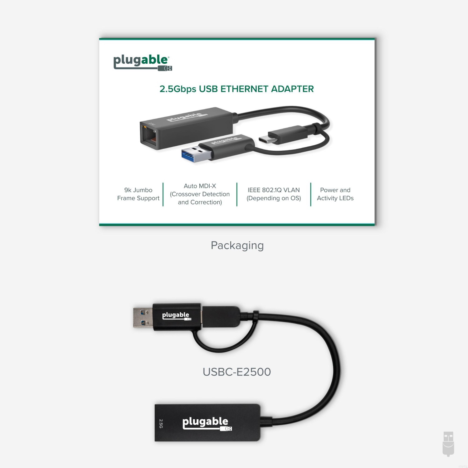 Plugable 2.5G USB-C And USB To Ethernet Adapter