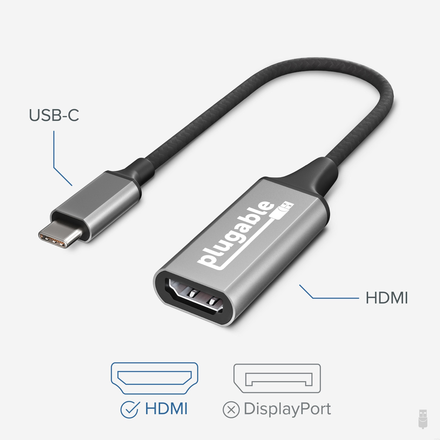 Plugable USB C to HDMI 2.0 Adapter Compatible with 2018 iPad Pro, 2018 MacBook Air, 2018 MacBook Pro, Dell XPS 13 & 15, Thunderbolt 3 Ports & More
