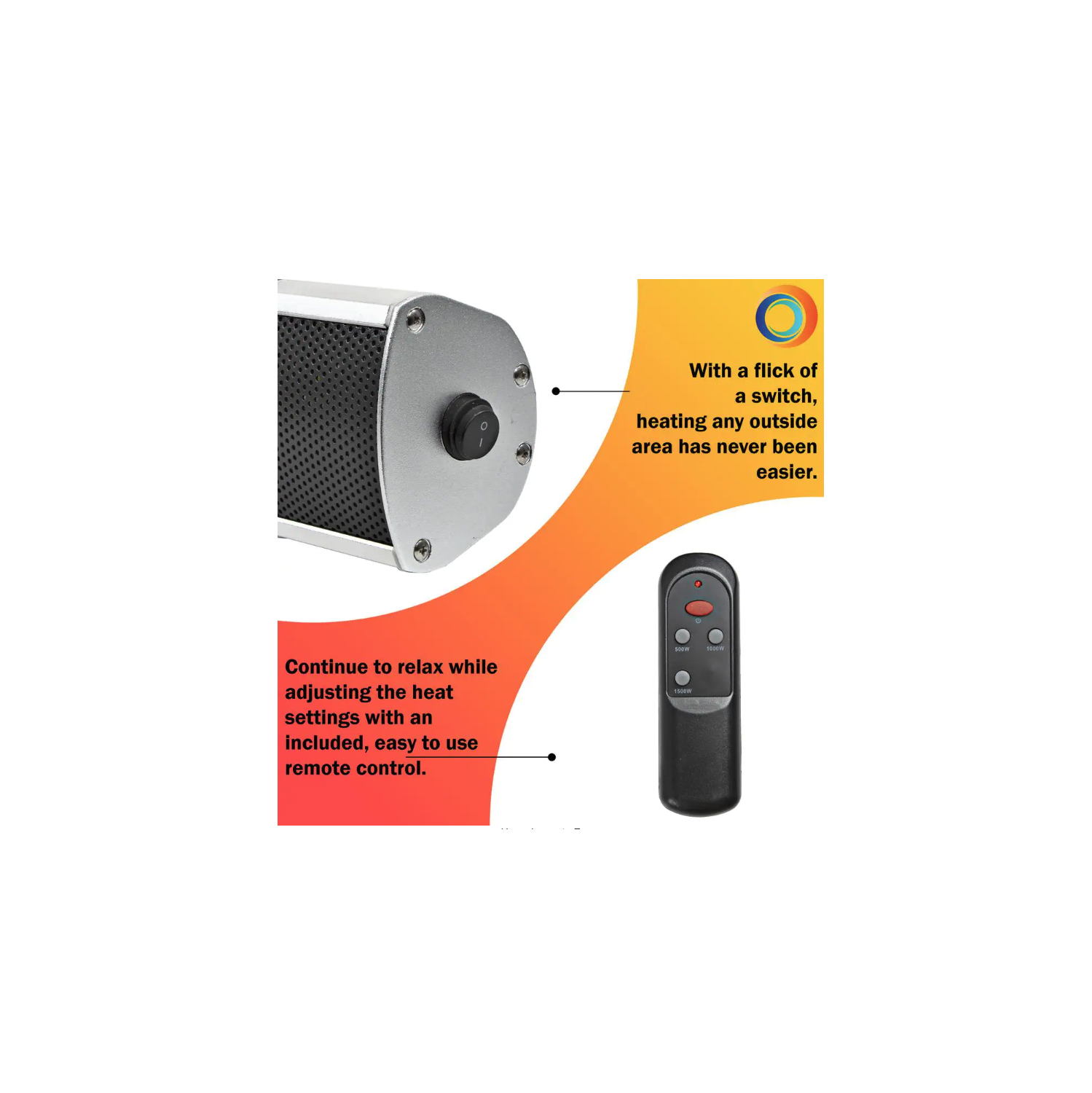 Comfort Zone Chauffage de terrasse électrique 1500 watts - CZPH20RGR-EU