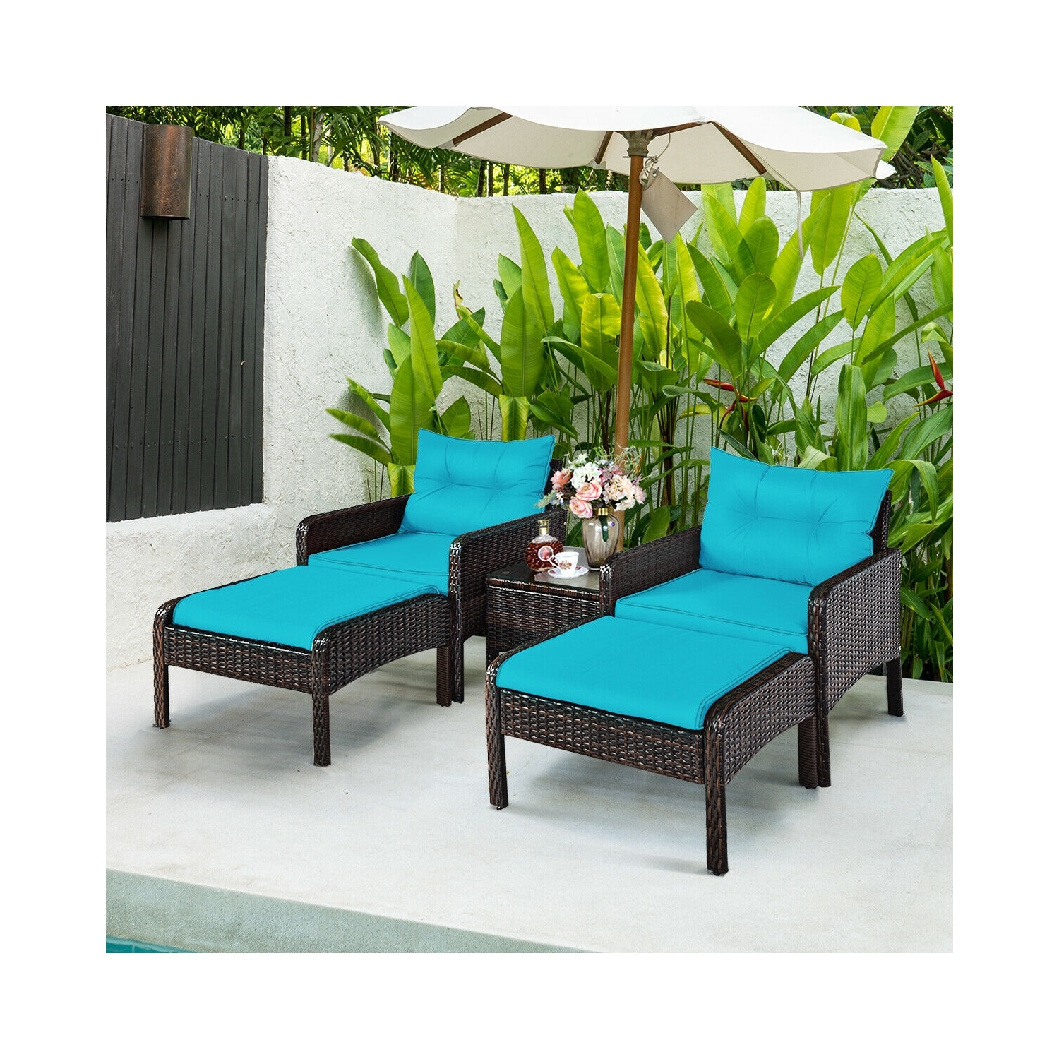 5-Piece Rattan Wicker Patio Sofa Set for Outdoor Use - Stylish and Comfortable