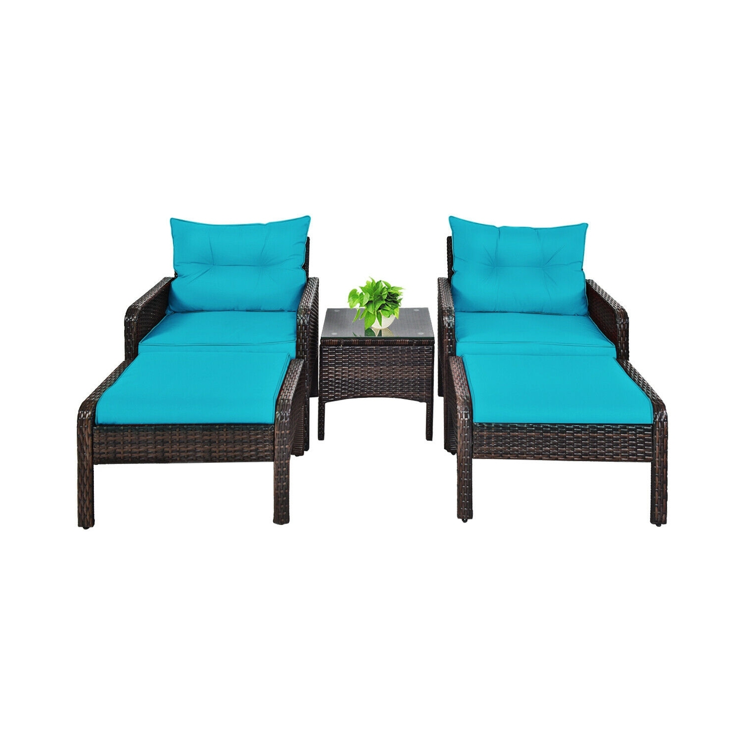5-Piece Rattan Wicker Patio Sofa Set for Outdoor Use - Stylish and Comfortable
