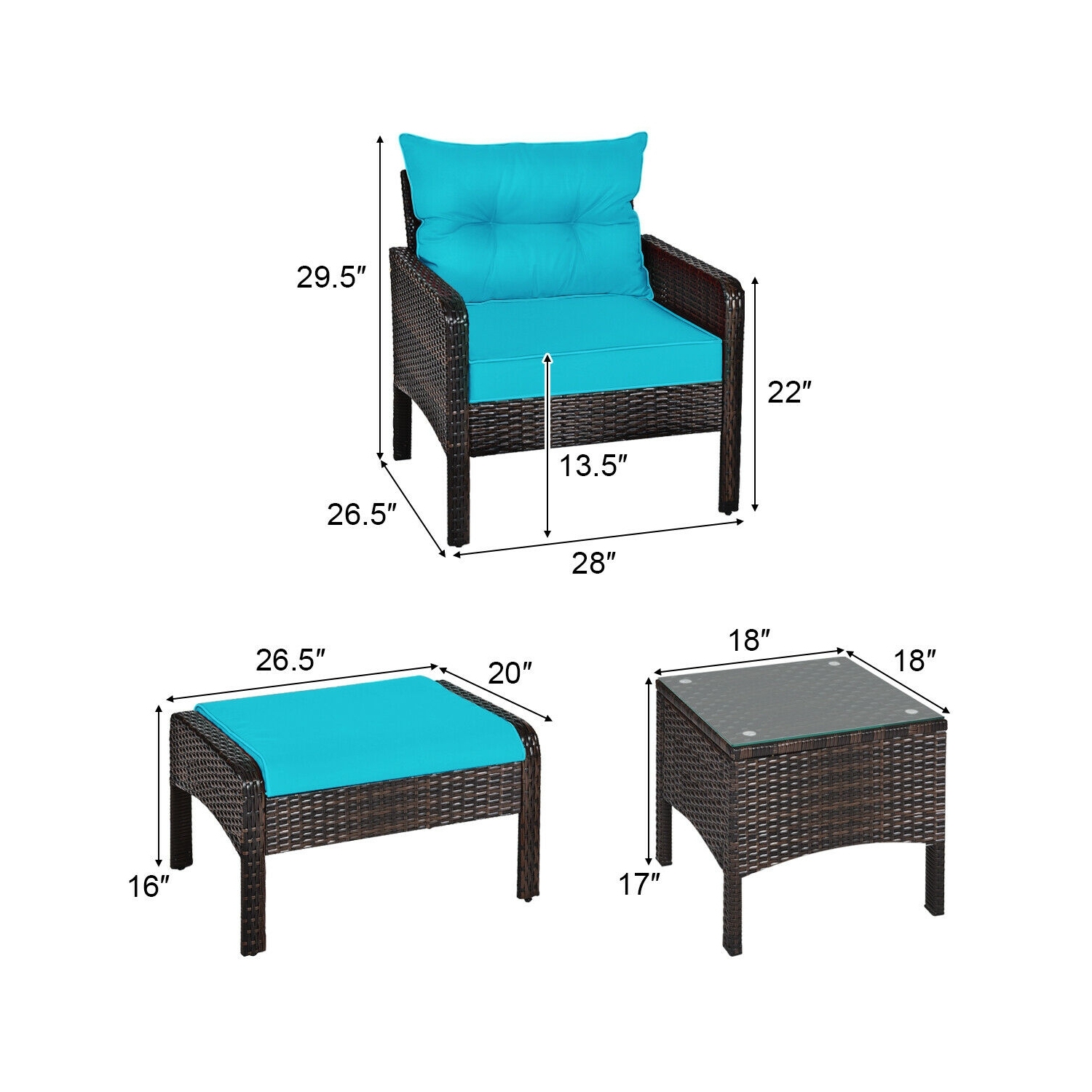 5-Piece Rattan Wicker Patio Sofa Set for Outdoor Use - Stylish and Comfortable