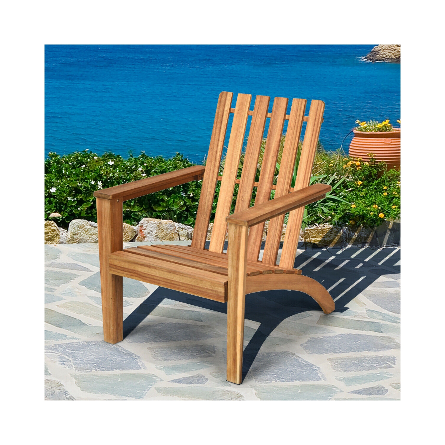 Patio Durable Patio Fauteuil long Adirondack en bois d'acacia