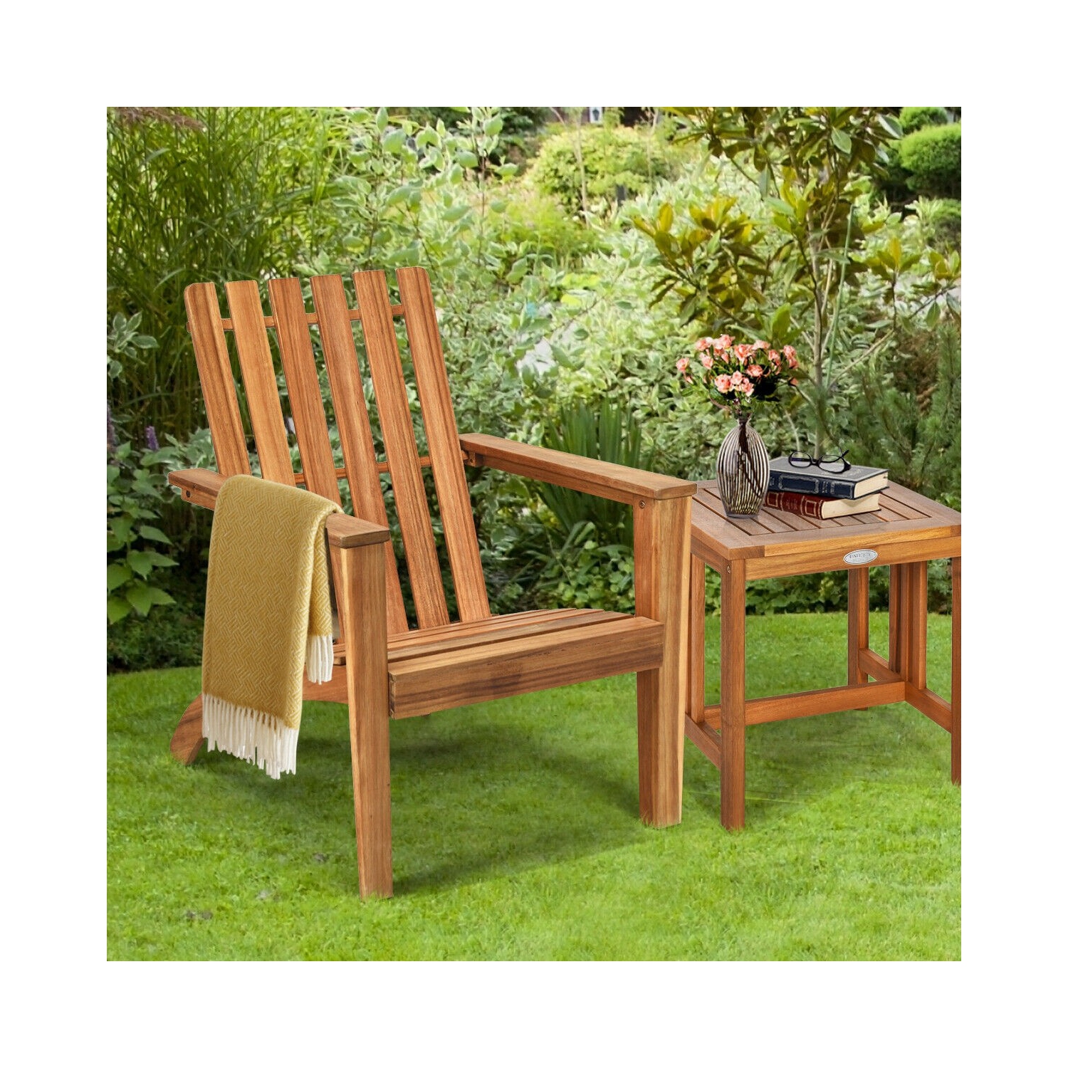 Patio Durable Patio Fauteuil long Adirondack en bois d'acacia