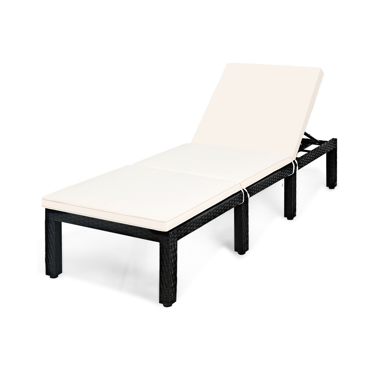 Patio Rattan Cushioned Height Adjustable Lounge Chair