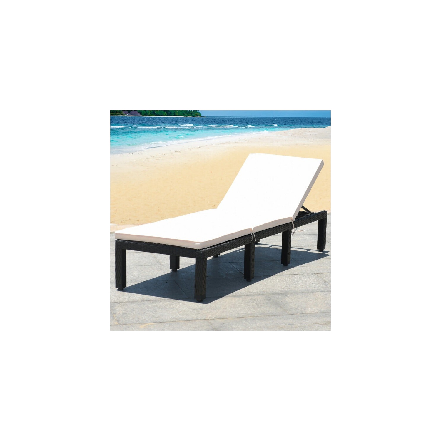 Patio Rattan Cushioned Height Adjustable Lounge Chair