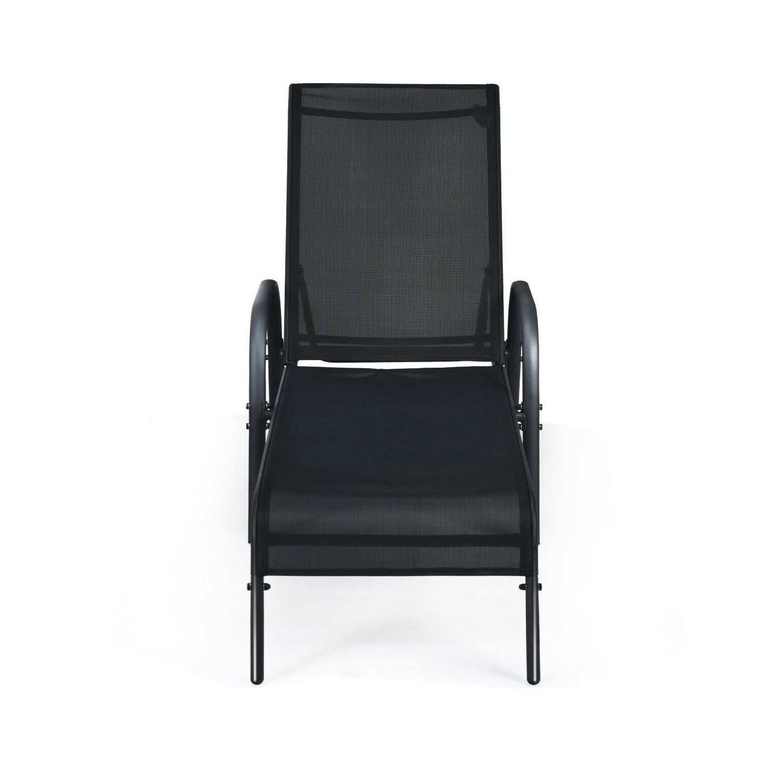 Adjustable Patio Chaise Folding Lounge Chair with Backrest-Black