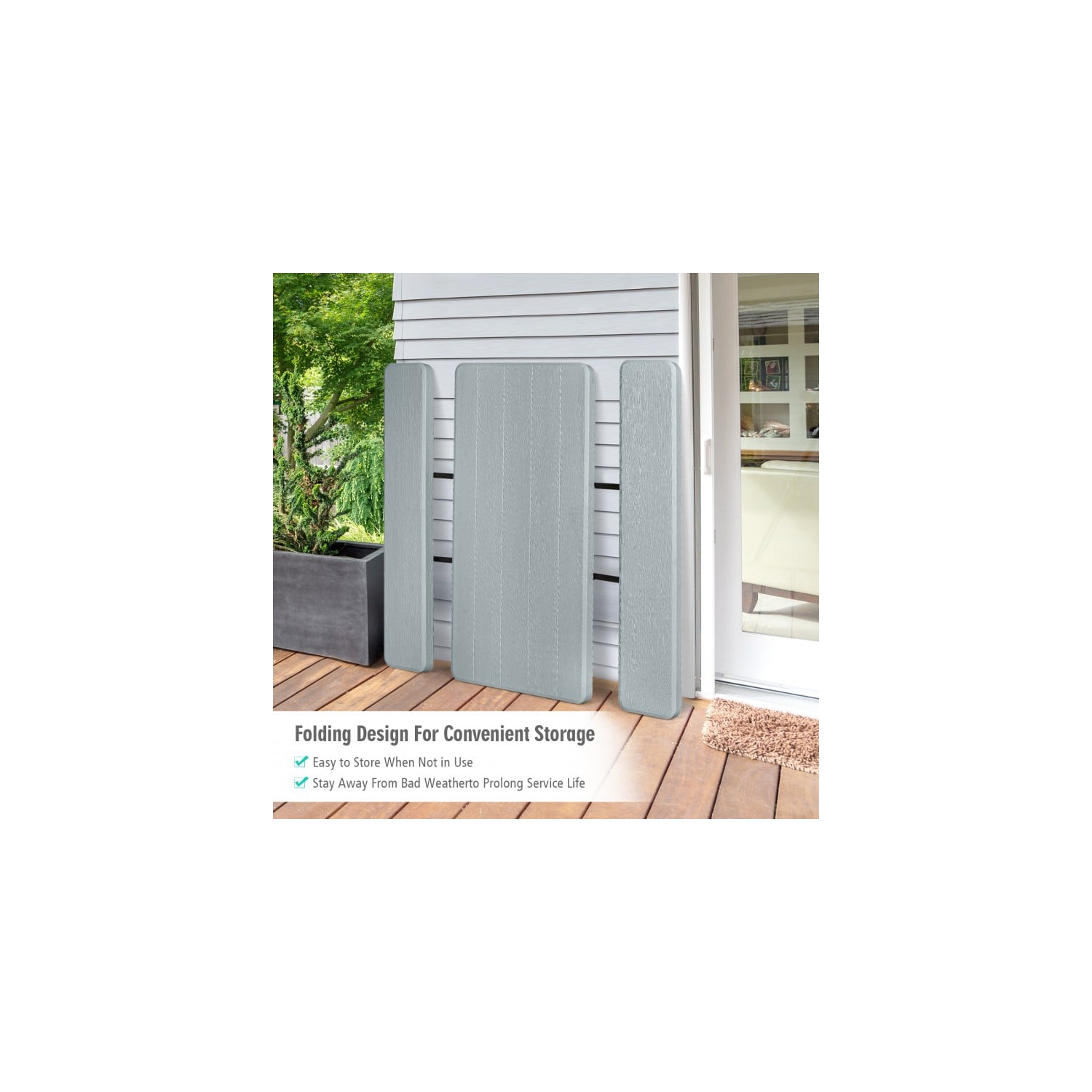 Portable Folding Picnic Table Bench Set with Wood-Style Texture for Backyard or Patio