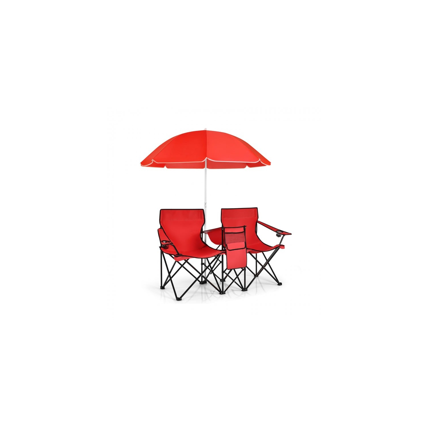 Chaise pliante portative pour pique-nique double avec parasol amovible