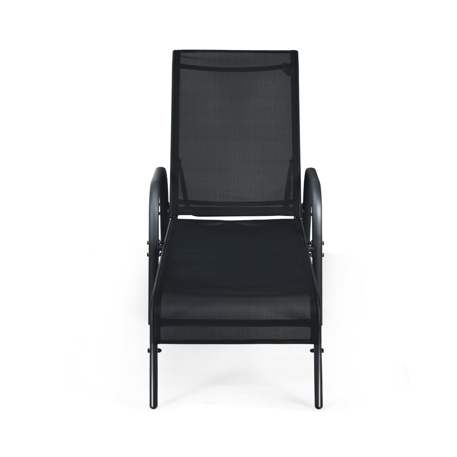 2 Pieces Outdoor Patio Lounge Chair with Adjustable Reclining Armrest