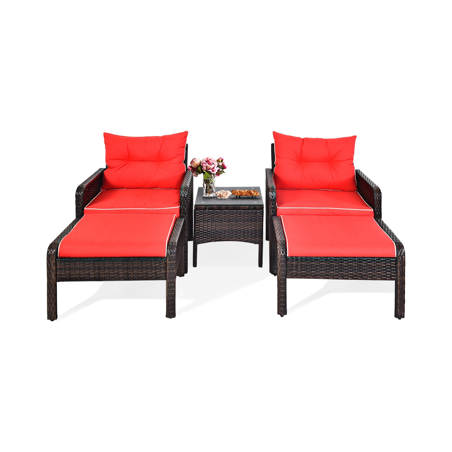 5-Piece Rattan Wicker Patio Sofa Set for Outdoor Use - Stylish and Comfortable