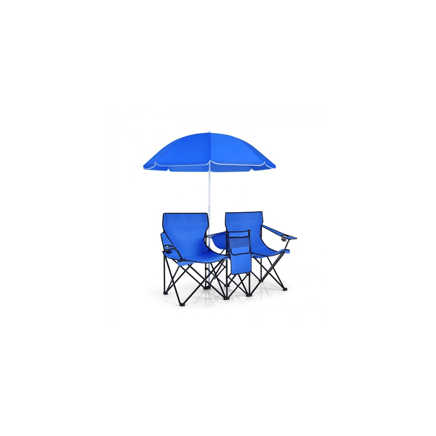Portable Folding Picnic Double Chair With Removable Umbrella