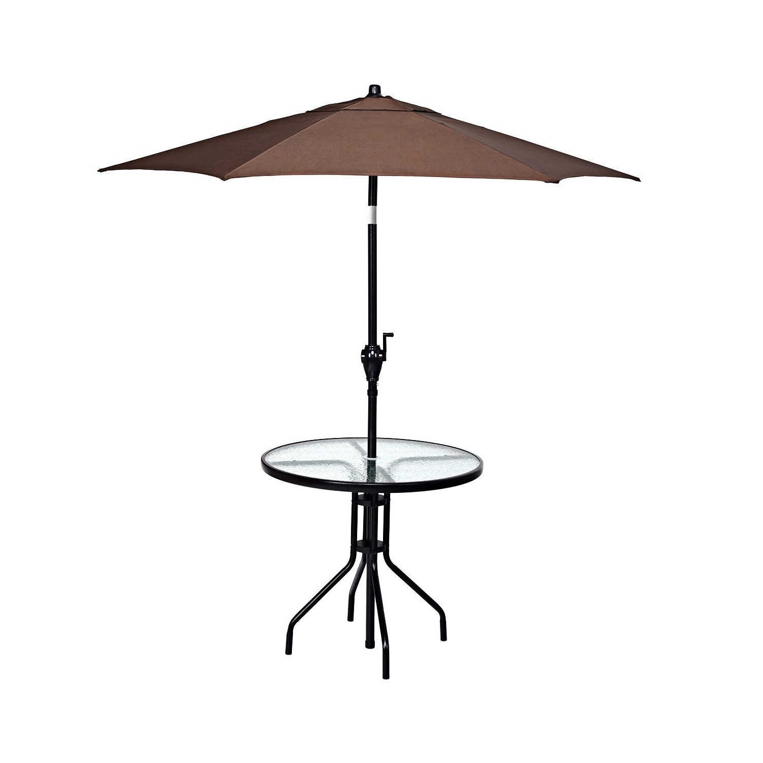 Table de patio ronde de 32 po à surface en verre trempé avec trou pour parasol