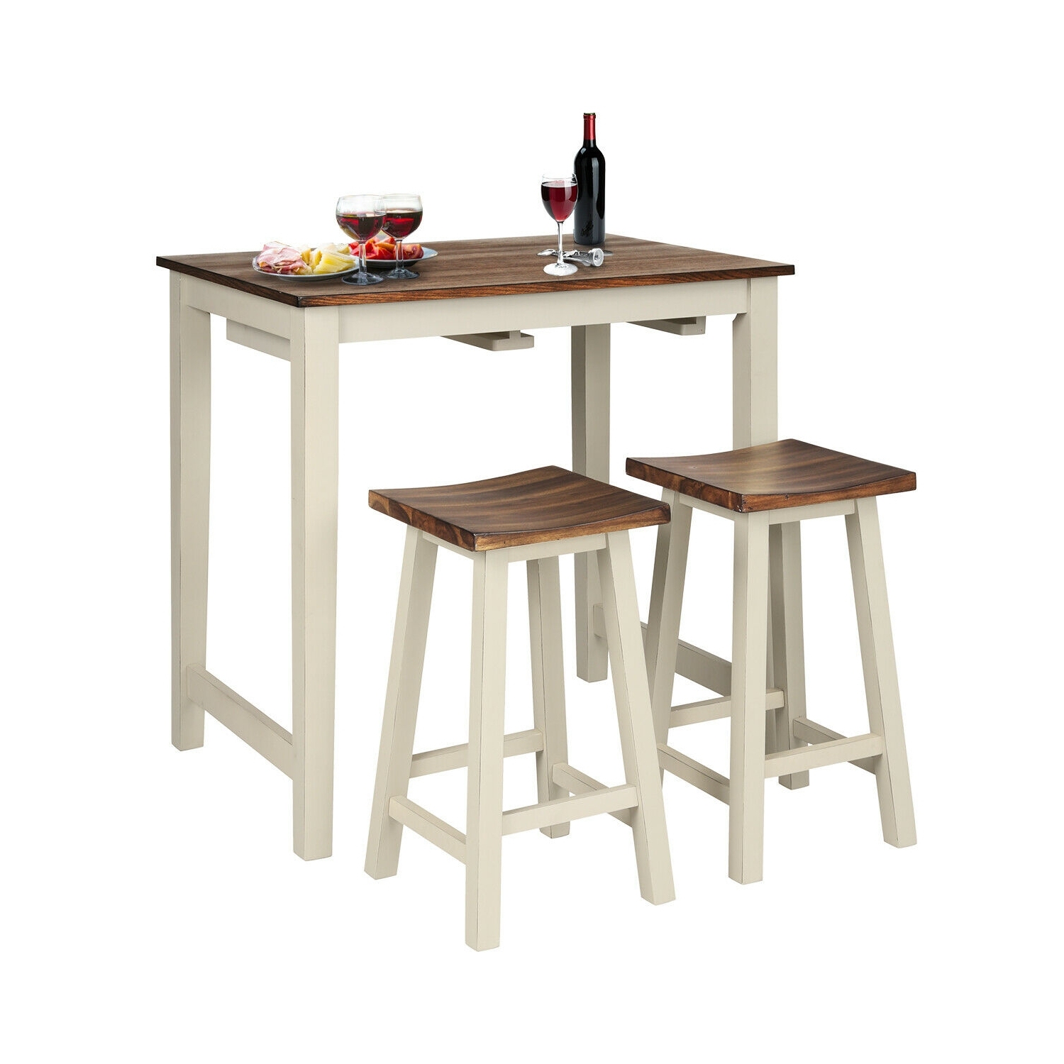 3 Pieces Bar Table Set Counter Pub Table