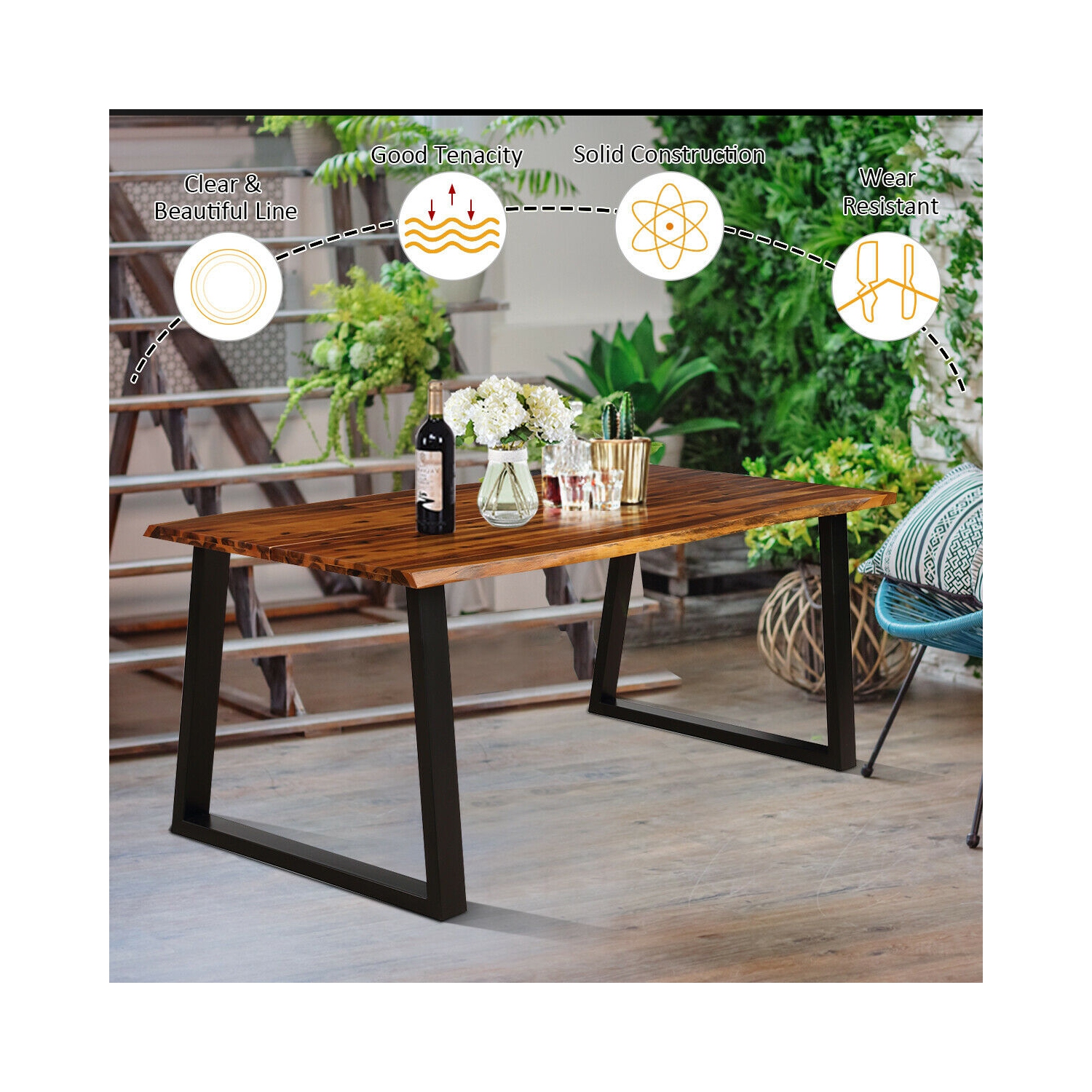 Rectangular Acacia Wood Dining Table