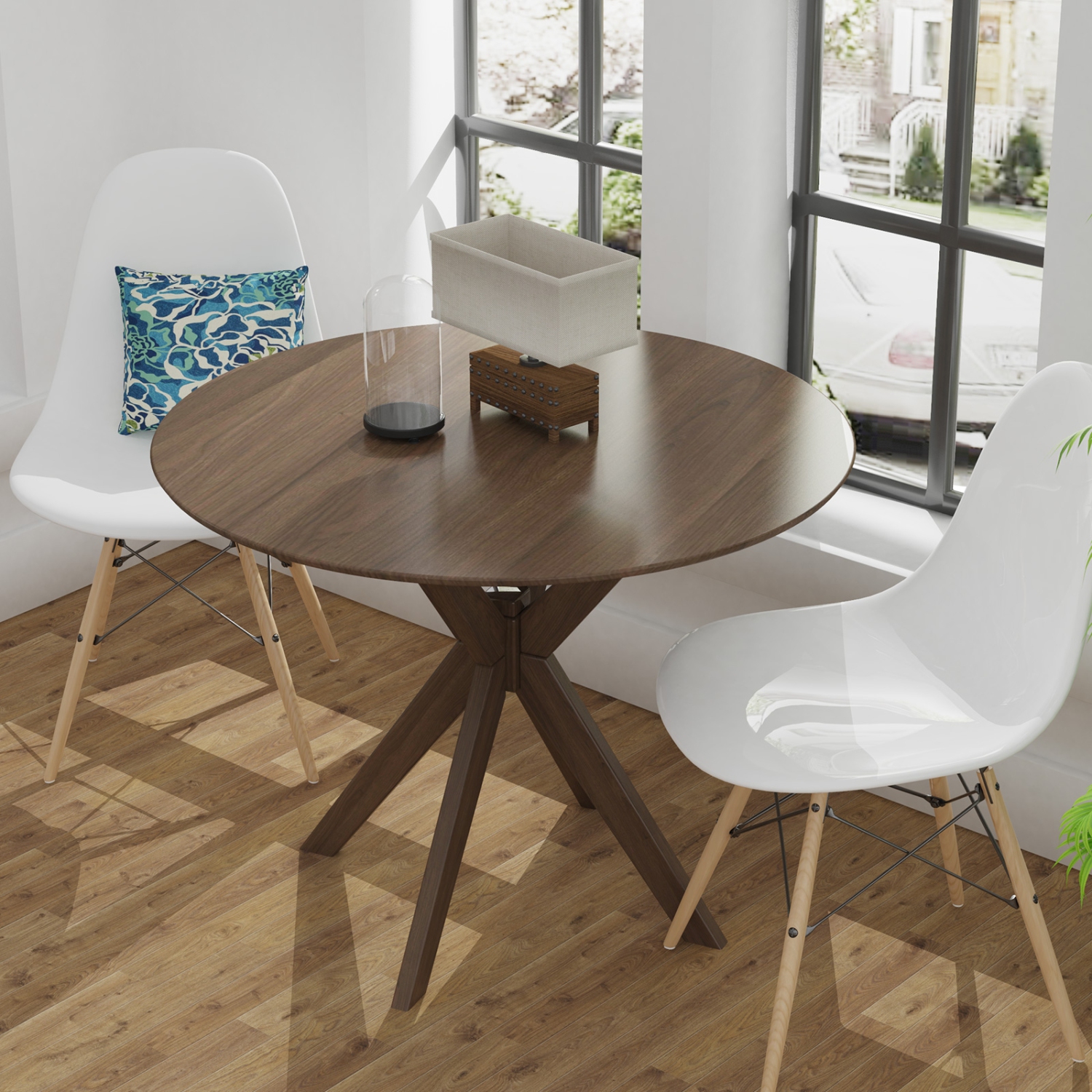 35 Inch Modern Round Wood Dining Table without Chairs