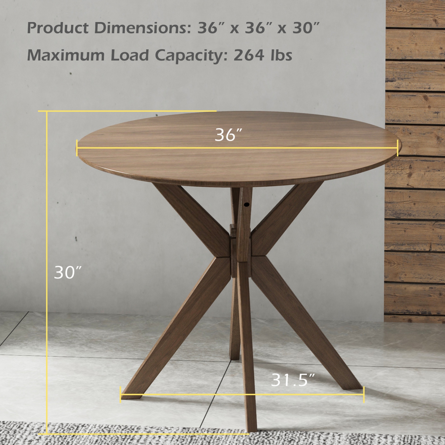 35 Inch Modern Round Wood Dining Table without Chairs