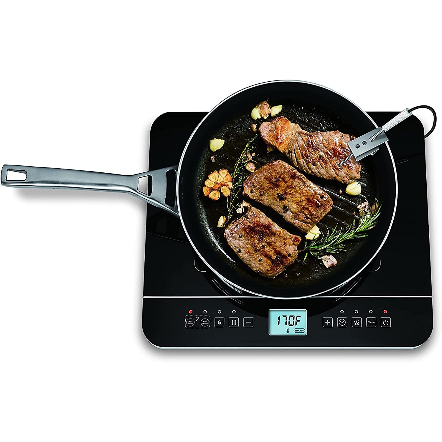 Salton ID1880 - Plaque de Cuisson Portable à Induction avec Affichage Digital et Sonde de Température, Noir