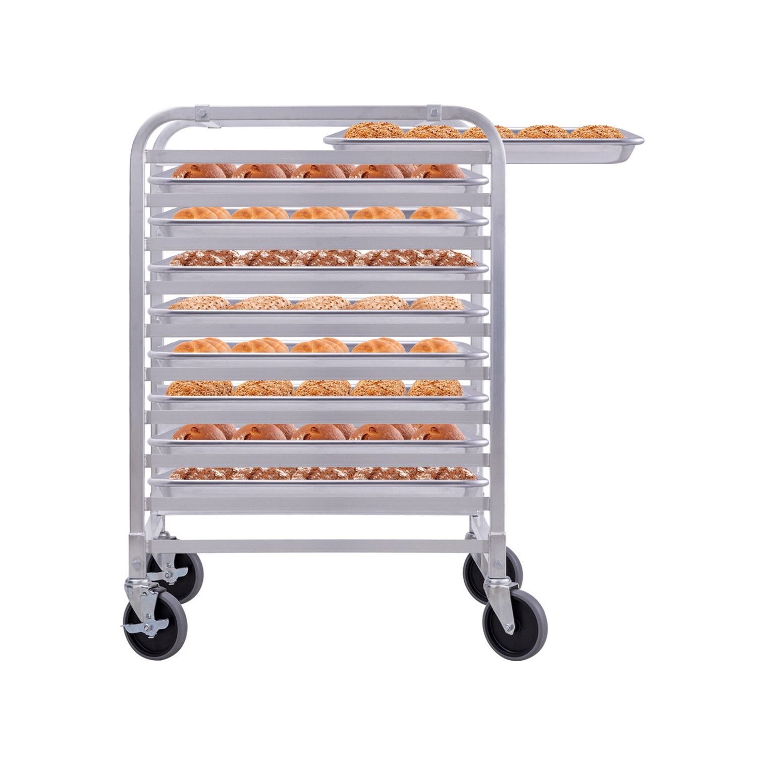 10 Sheet Aluminum Bakery Rack Rolling Commercial Cookie Bun Pan