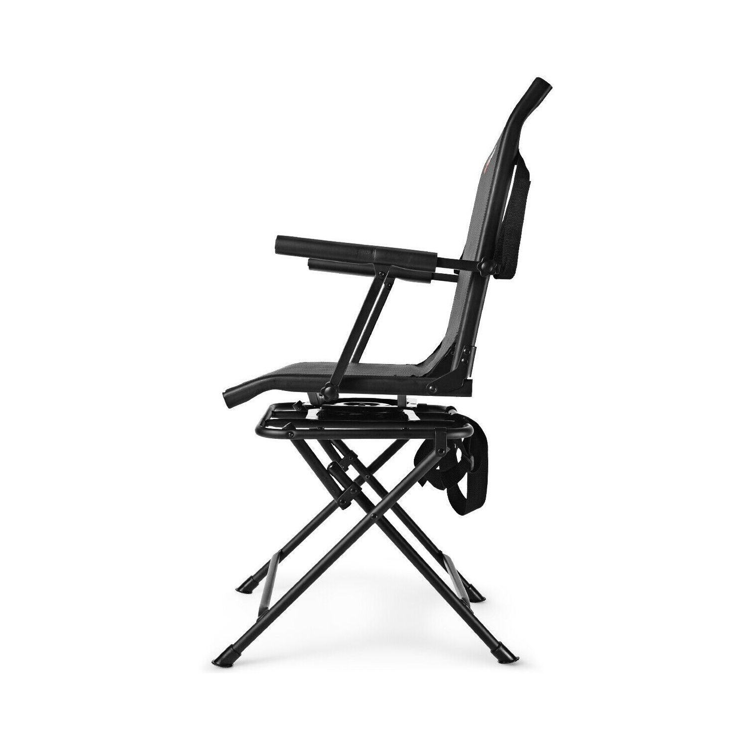 Swivel Hunting Chair Foldable Mesh Chair with Armrests-Black