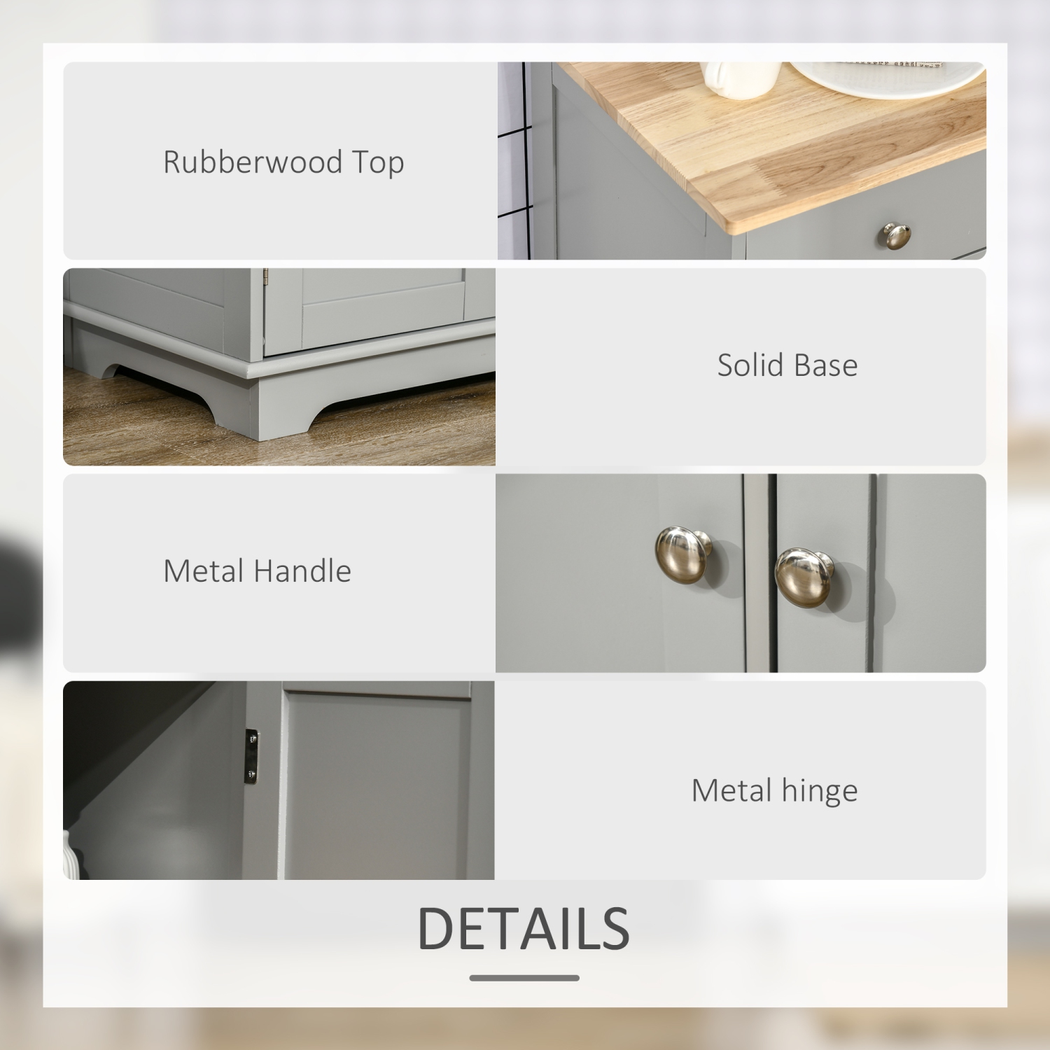 HOMCOM Sideboard Buffet Cabinet with Storage, 40" Kitchen Cabinet with Adjustable Shelves, 3 Drawers and 3 Doors, Coffee Bar Cabinet with Rubberwood