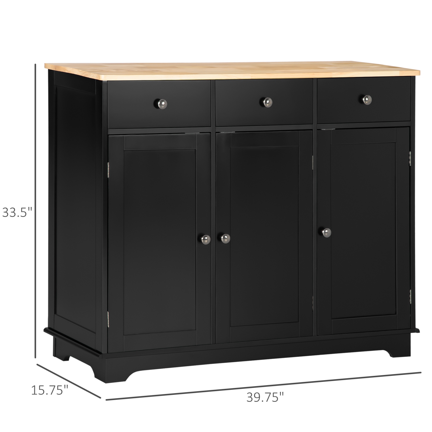 Armoire de buffet avec espace de rangement de HOMCOM, armoire de cuisine de 40&nbsp;po avec tablettes réglables, 3 tiroirs et 3 portes, armoire de