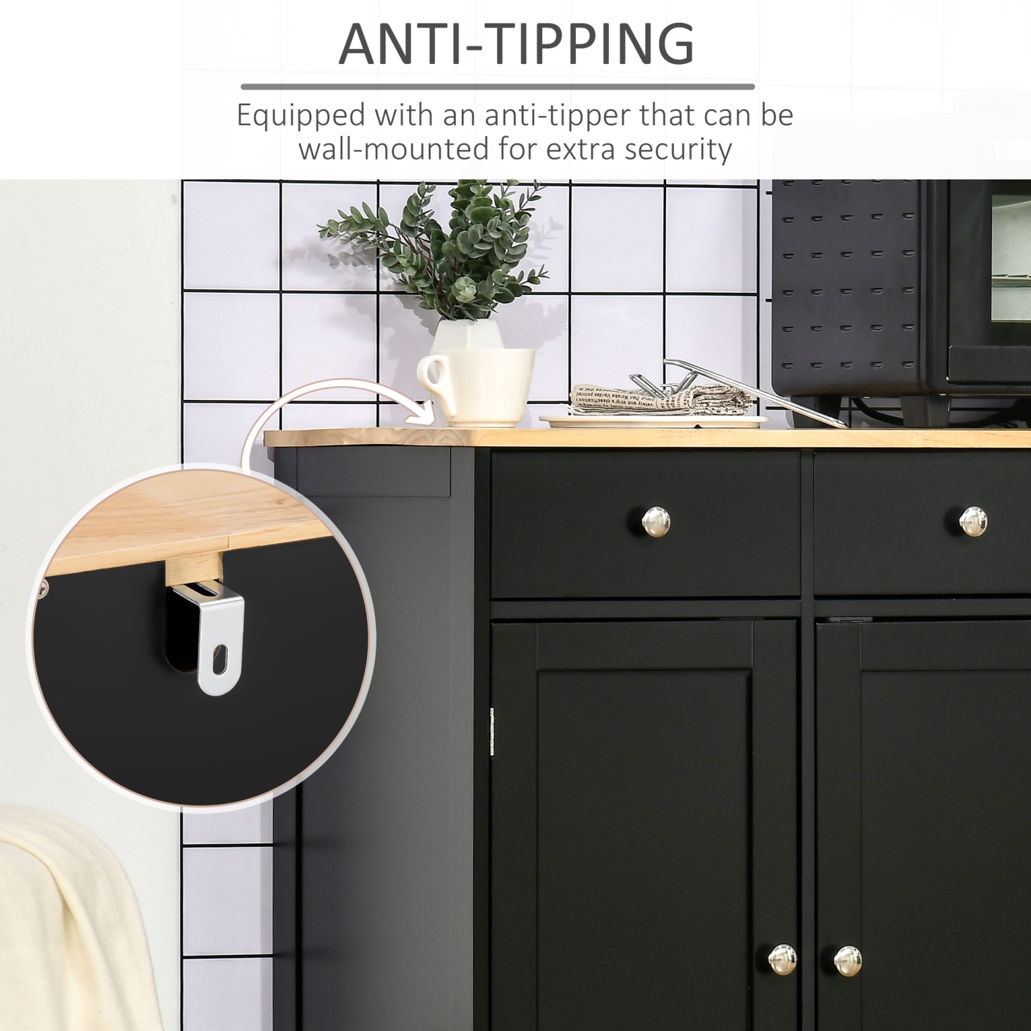 Armoire de buffet avec espace de rangement de HOMCOM, armoire de cuisine de 40&nbsp;po avec tablettes réglables, 3 tiroirs et 3 portes, armoire de