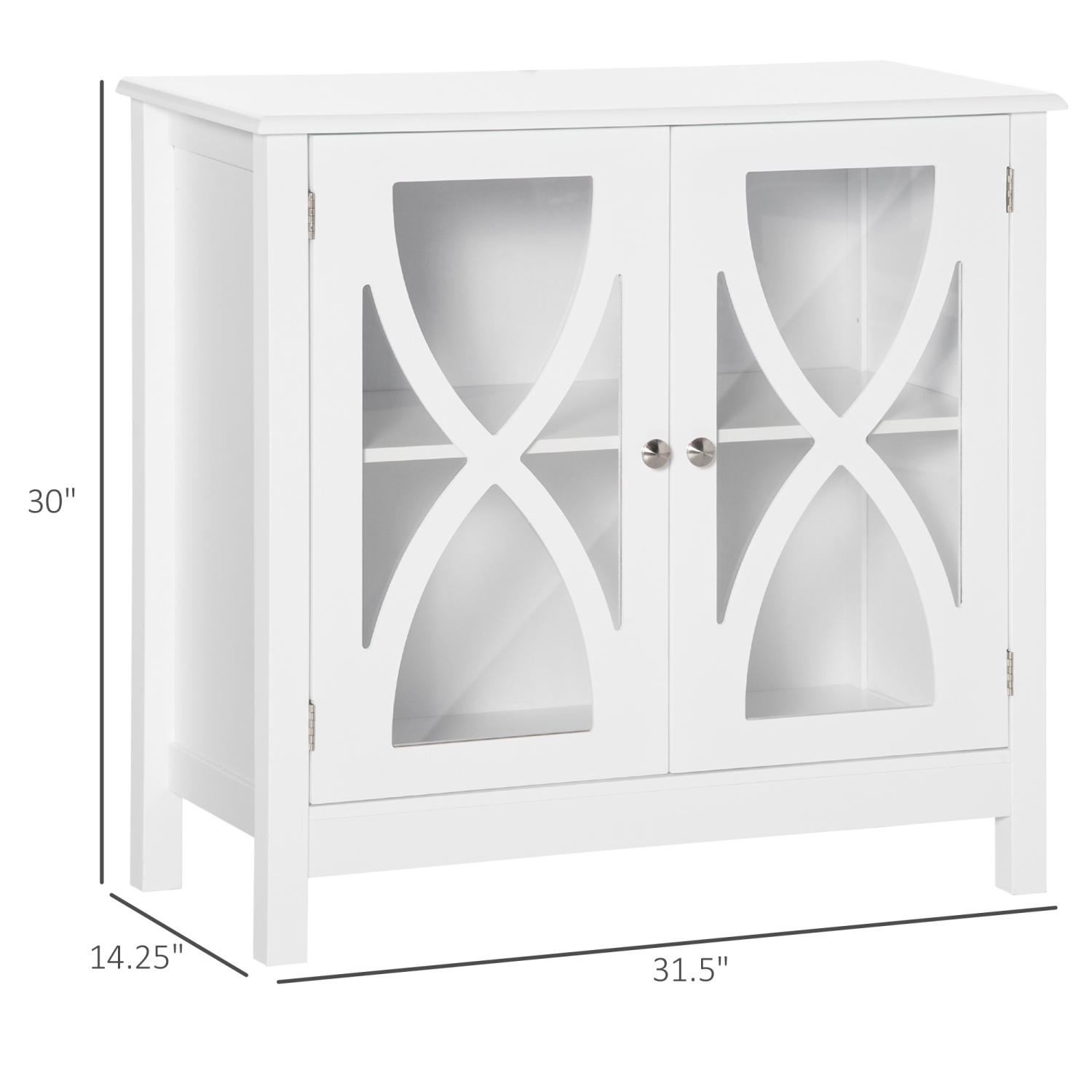 Buffet de cuisine HOMCOM, buffet à porte en verre, armoire de rangement pour salle de bains avec tablette de rangement réglable pour salle à manger,