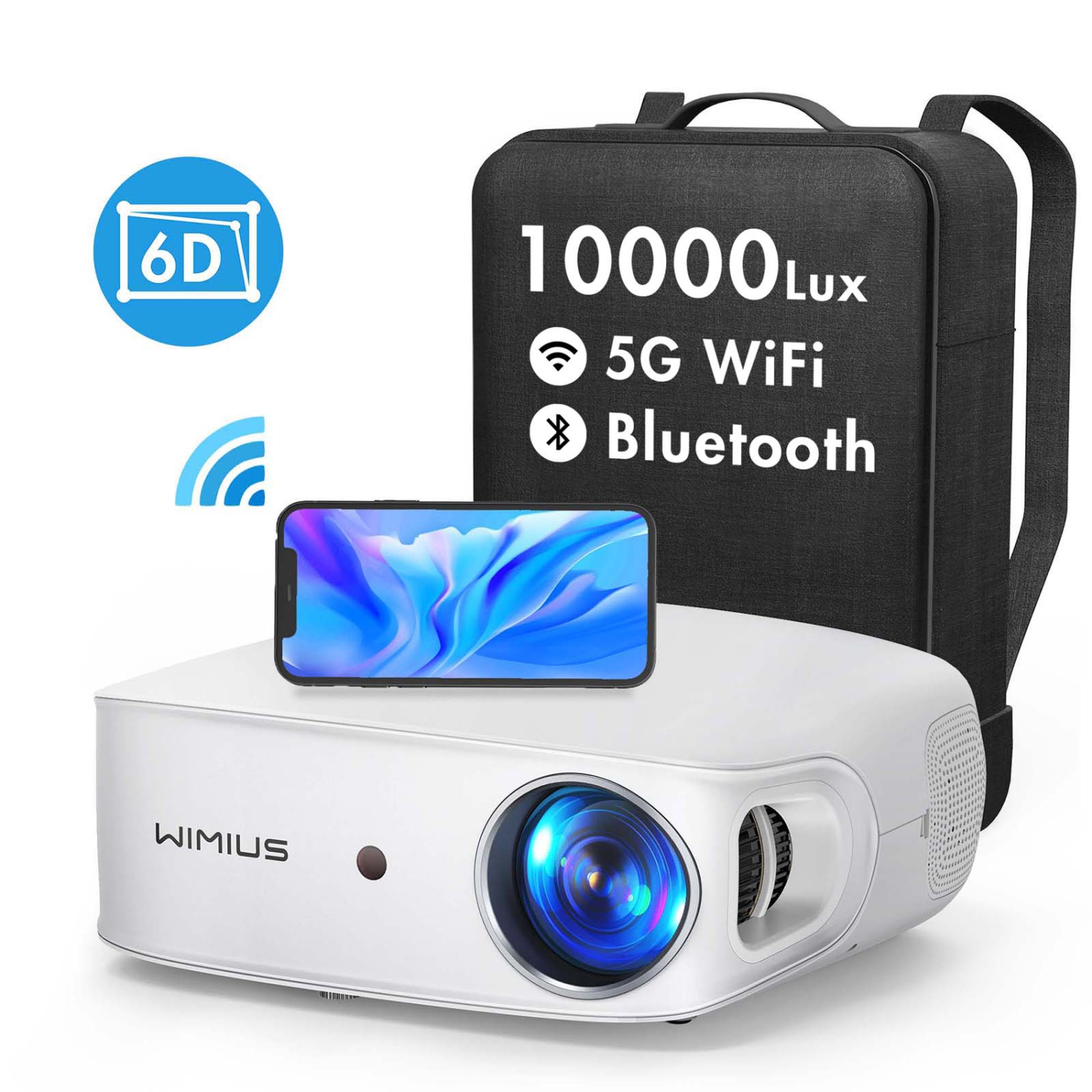 Projectors Savings Clearance! 5G WiFi Bluetooth Projector 6D Auto Keystone Correction Full HD 4K Projector 500 ANSI Lumens Native 1080P Outdoor Projector WiMiUS K7