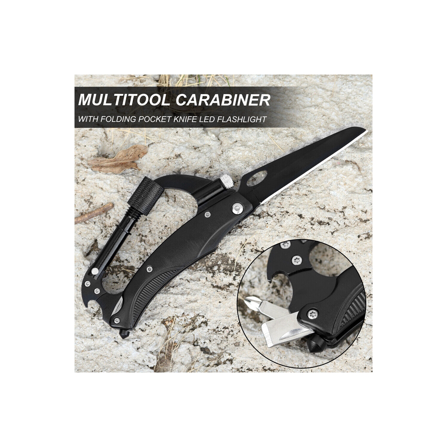 Multitool Carabiner, Tactical Carabiners Keychain, EDC Survival Gear for Camping