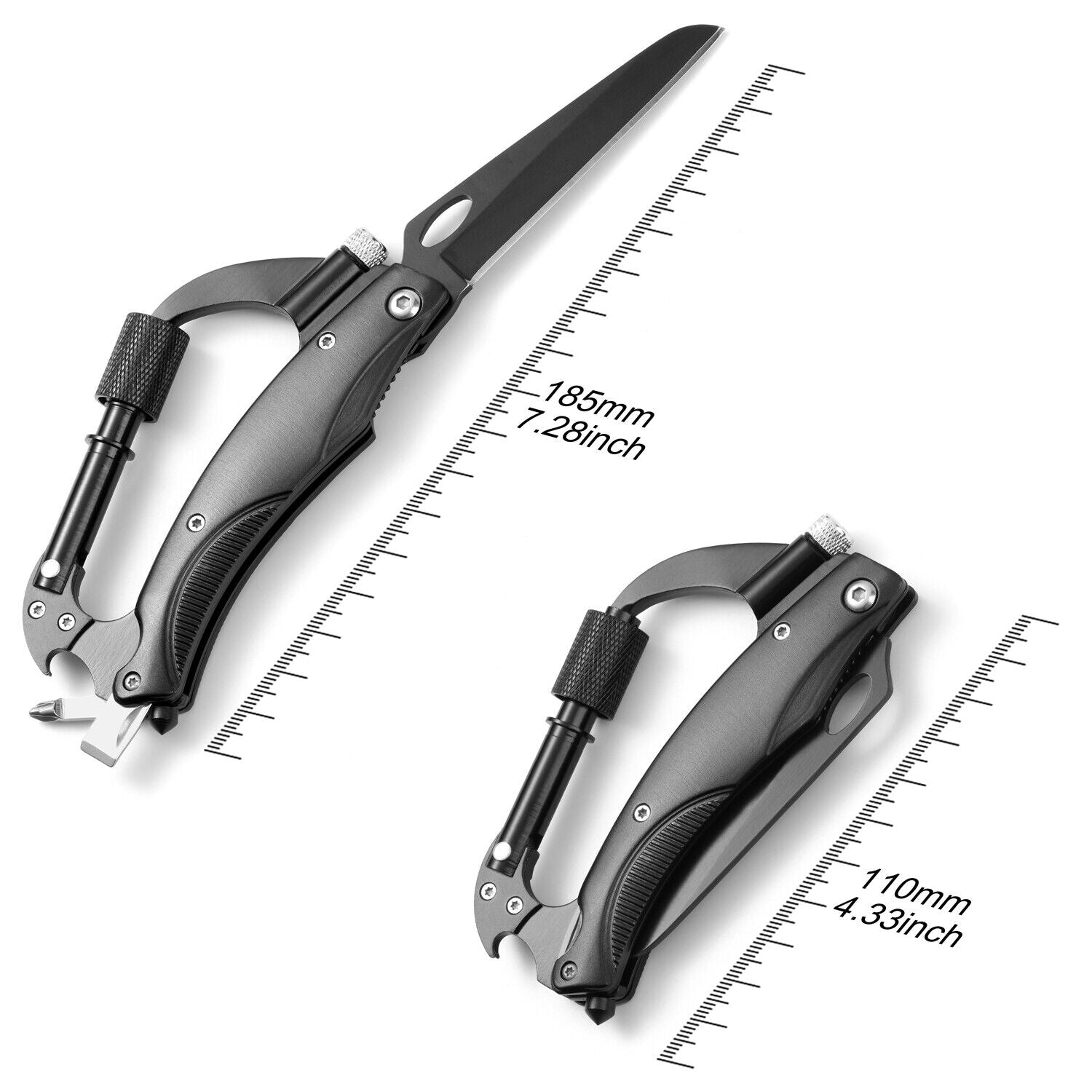 Multitool Carabiner, Tactical Carabiners Keychain, EDC Survival Gear for Camping